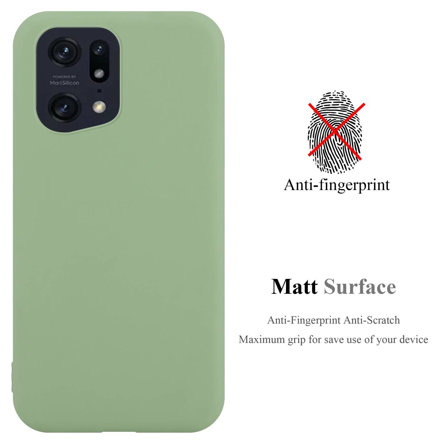 Cadorabo Hülle für Oppo FIND X5 PRO Schutzhülle in Grün Handyhülle TPU Silikon Etui Case Cover