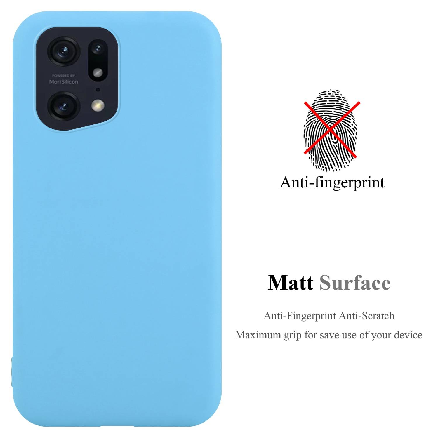 Cadorabo Hülle für Oppo FIND X5 PRO Schutzhülle in Blau Handyhülle TPU Silikon Etui Case Cover