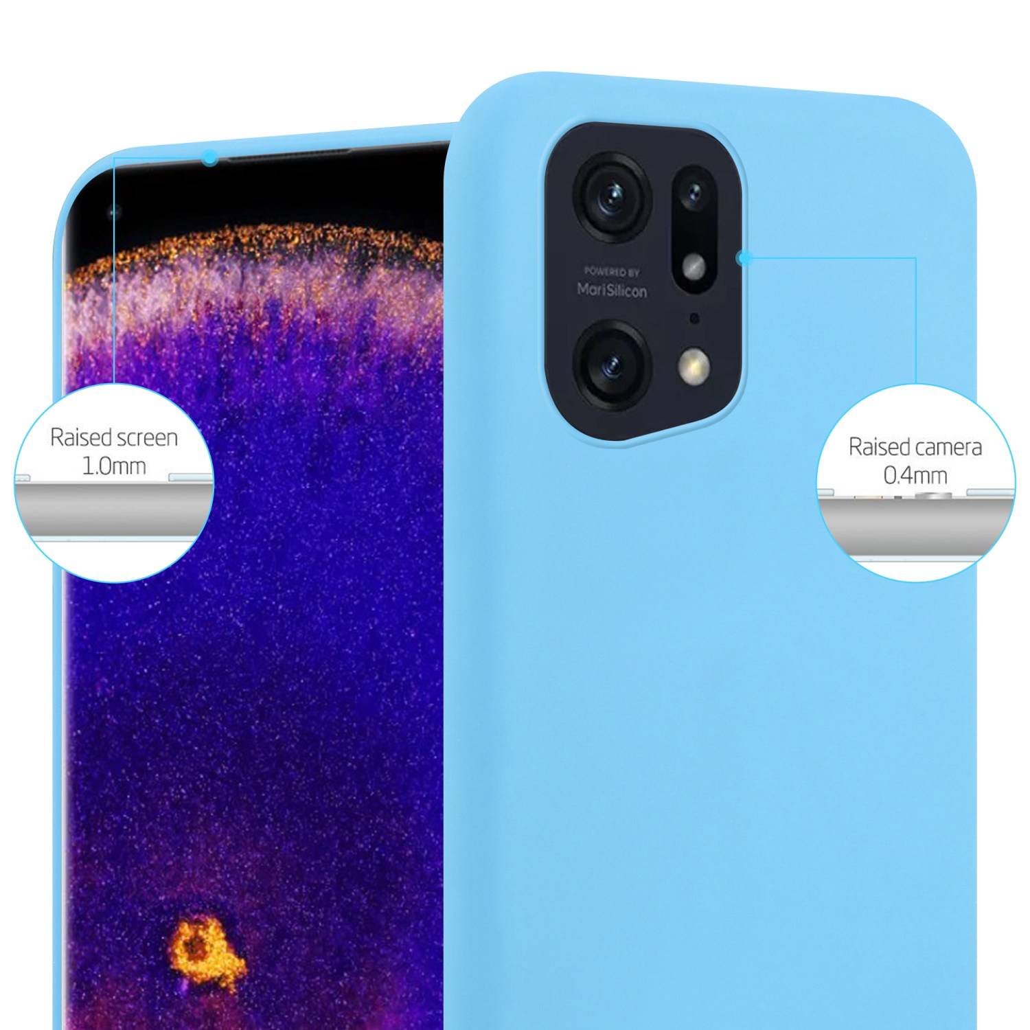 Cadorabo Hülle für Oppo FIND X5 PRO Schutzhülle in Blau Handyhülle TPU Silikon Etui Case Cover