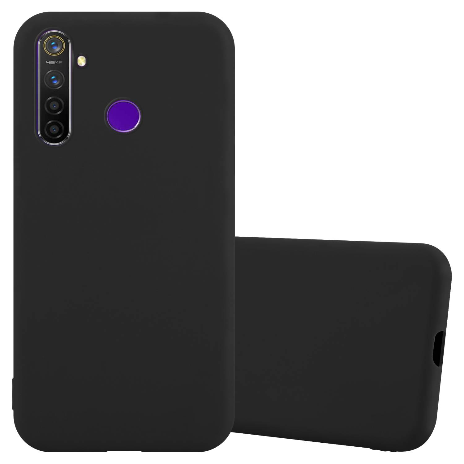 Cadorabo Hülle für Realme 5 / 5i / 6i / C3 Schutzhülle in Schwarz Handyhülle TPU Silikon Etui Case Cover