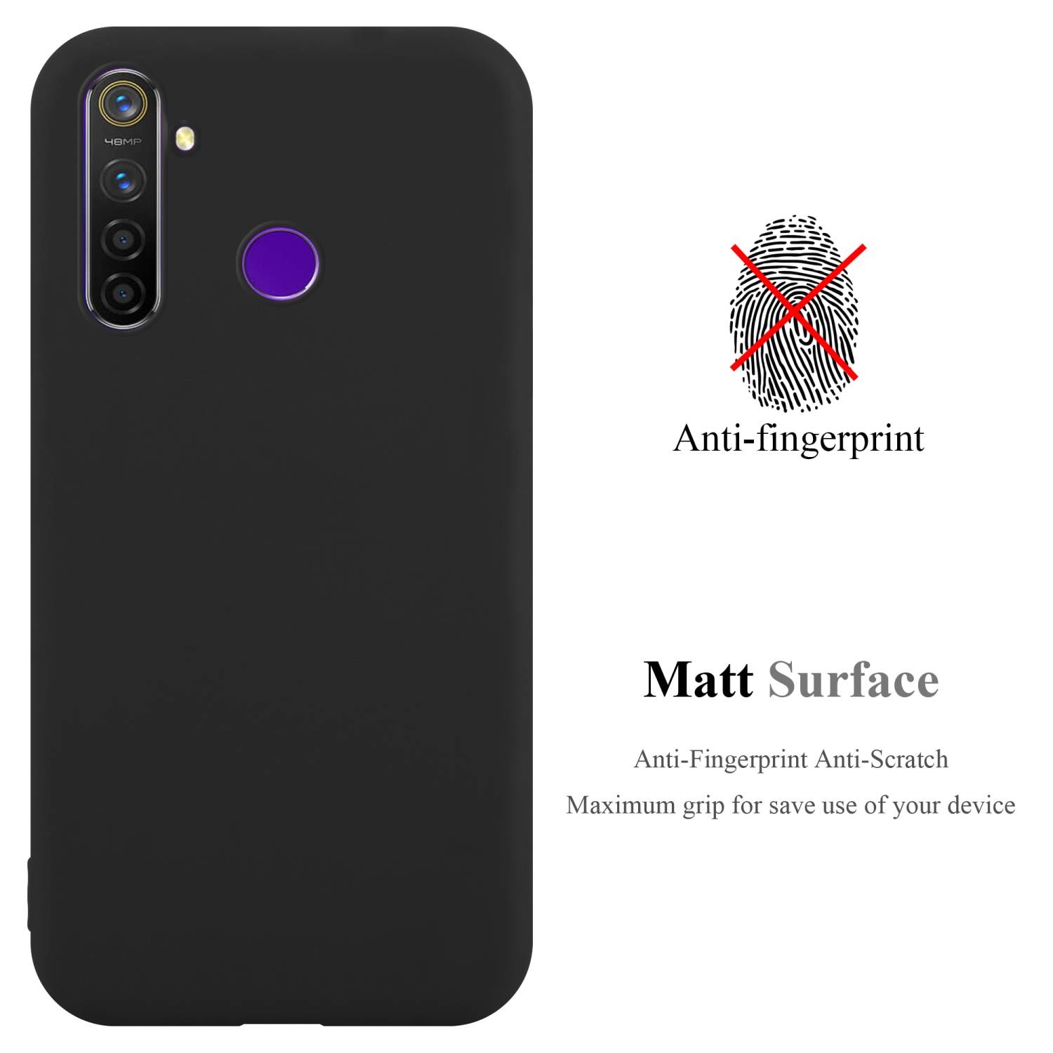 Cadorabo Hülle für Realme 5 / 5i / 6i / C3 Schutzhülle in Schwarz Handyhülle TPU Silikon Etui Case Cover