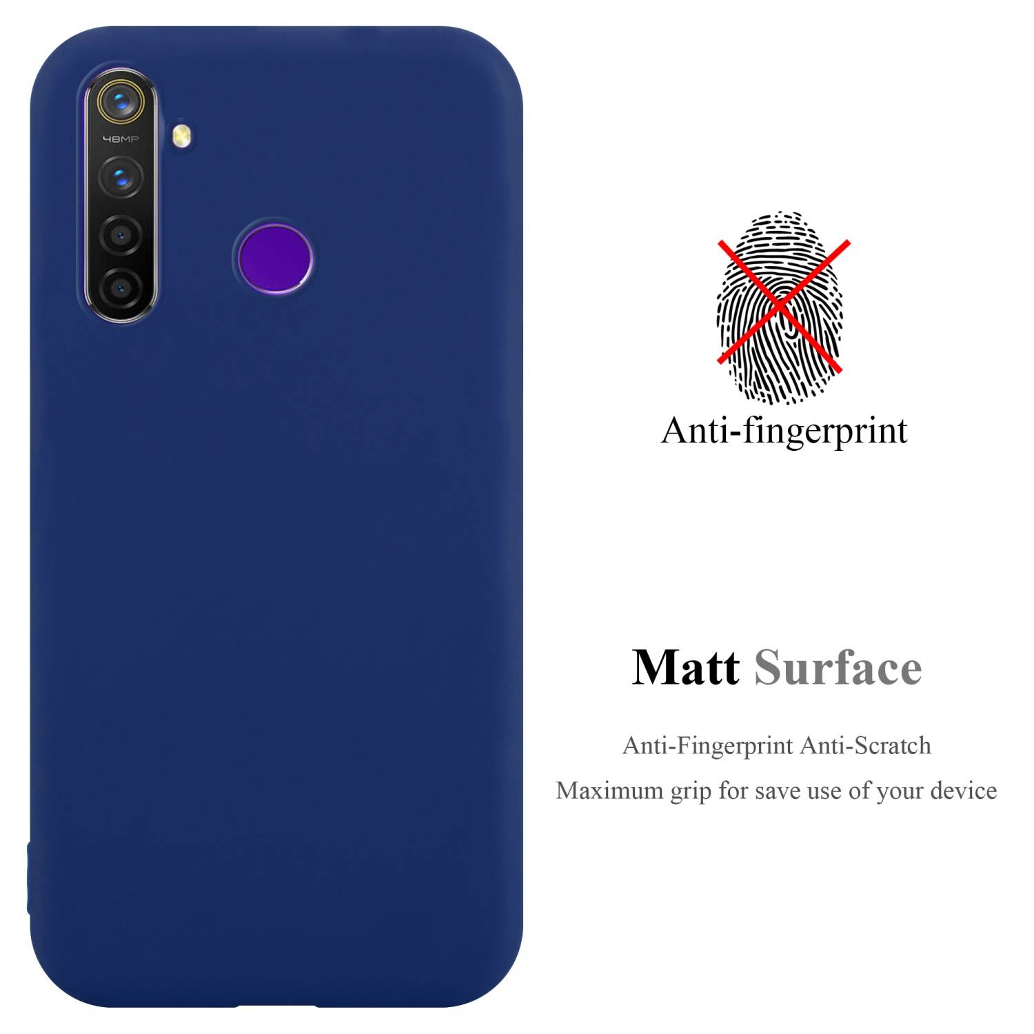 Cadorabo Hülle für Realme 5 / 5i / 6i / C3 Schutzhülle in Blau Handyhülle TPU Silikon Etui Case Cover