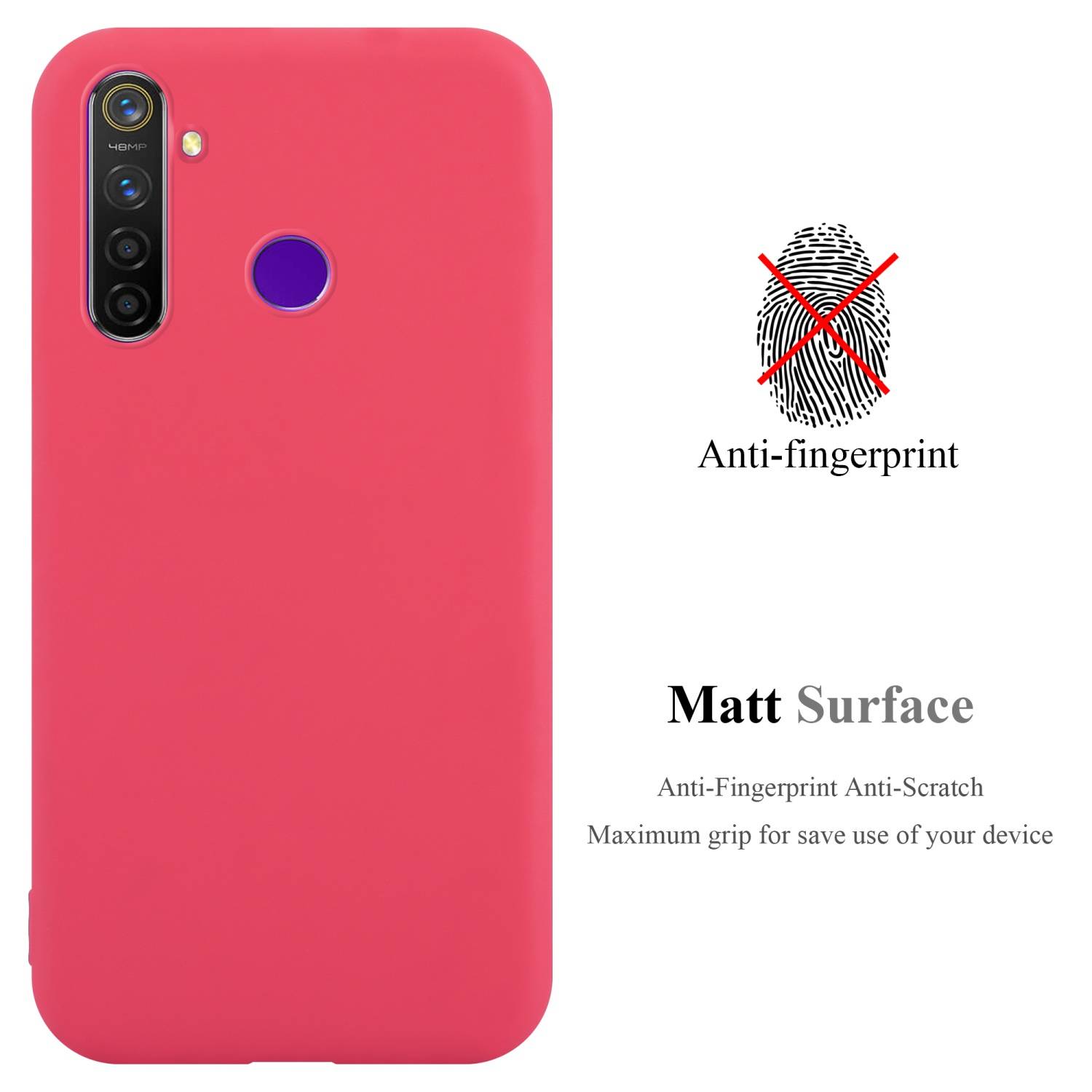 Cadorabo Hülle für Realme 5 / 5i / 6i / C3 Schutzhülle in Rot Handyhülle TPU Silikon Etui Case Cover