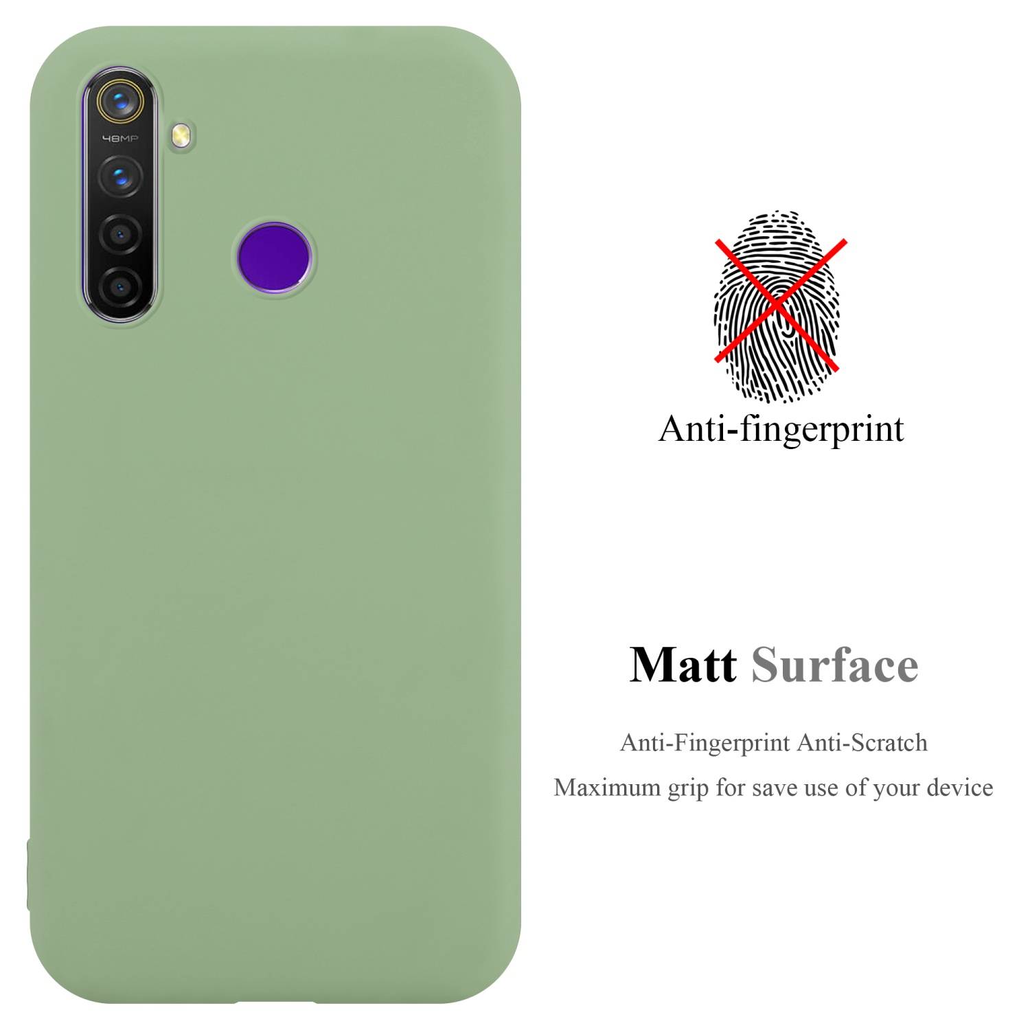 Cadorabo Hülle für Realme 5 / 5i / 6i / C3 Schutzhülle in Grün Handyhülle TPU Silikon Etui Case Cover