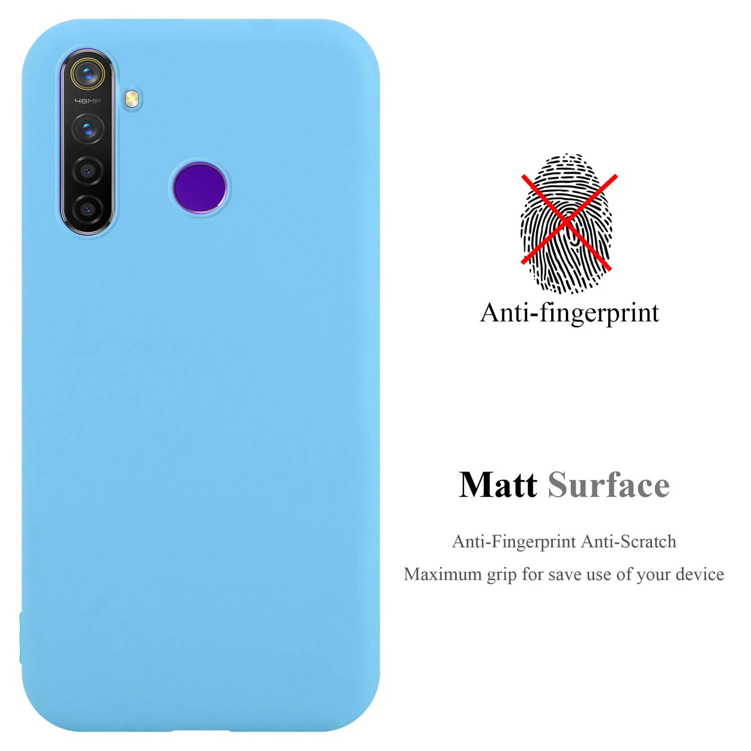 Cadorabo Hülle für Realme 5 / 5i / 6i / C3 Schutzhülle in Blau Handyhülle TPU Silikon Etui Case Cover