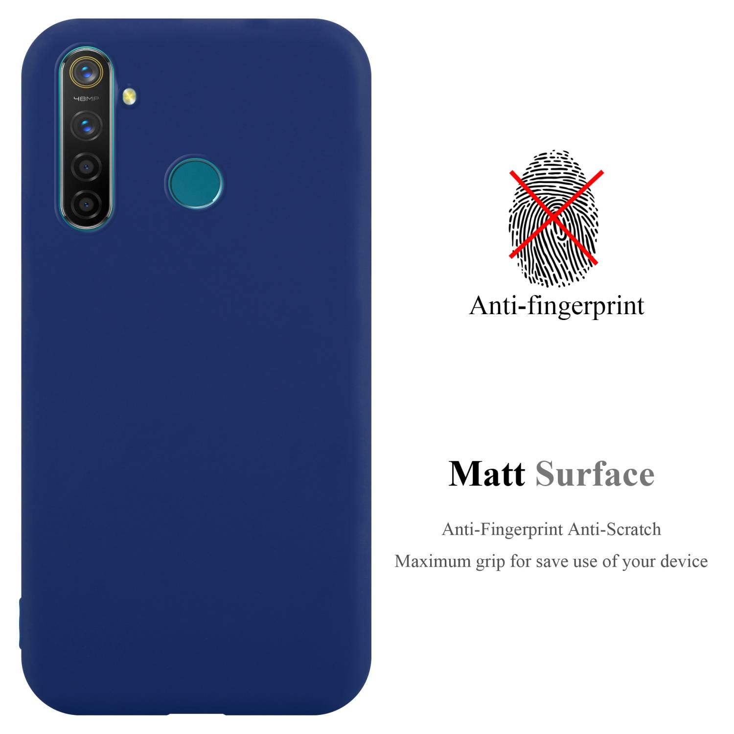 Cadorabo Hülle für Realme 5 PRO / Realme Q Schutzhülle in Blau Handyhülle TPU Silikon Etui Case Cover
