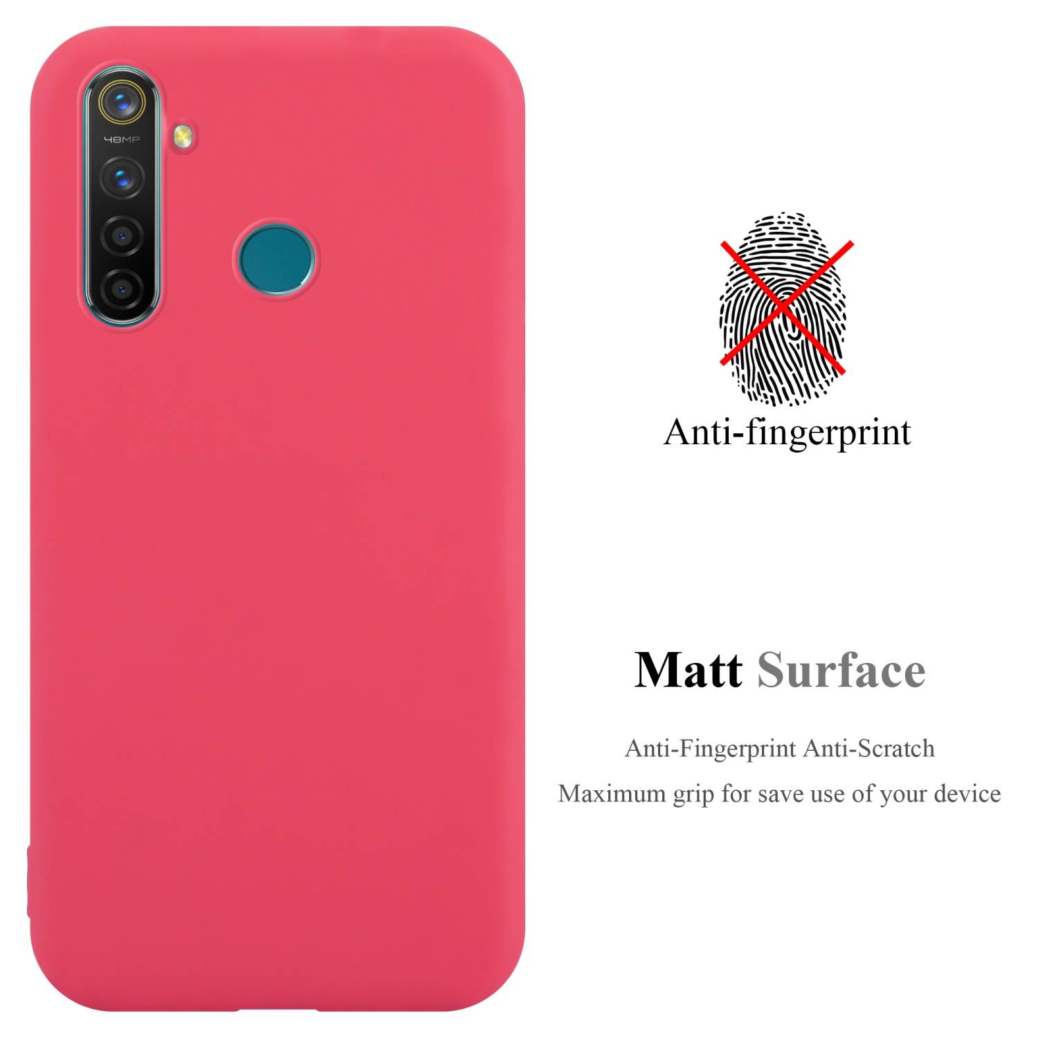 Cadorabo Hülle für Realme 5 PRO / Realme Q Schutzhülle in Rot Handyhülle TPU Silikon Etui Case Cover