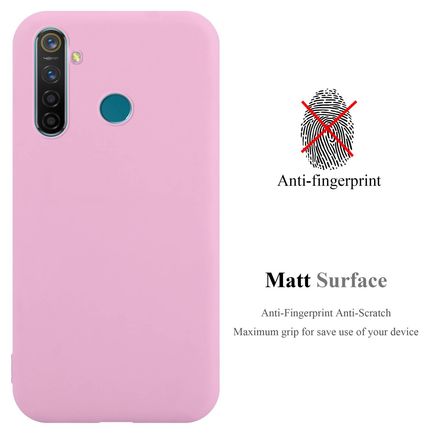 Cadorabo Hülle für Realme 5 PRO / Realme Q Schutzhülle in Rosa Handyhülle TPU Silikon Etui Case Cover