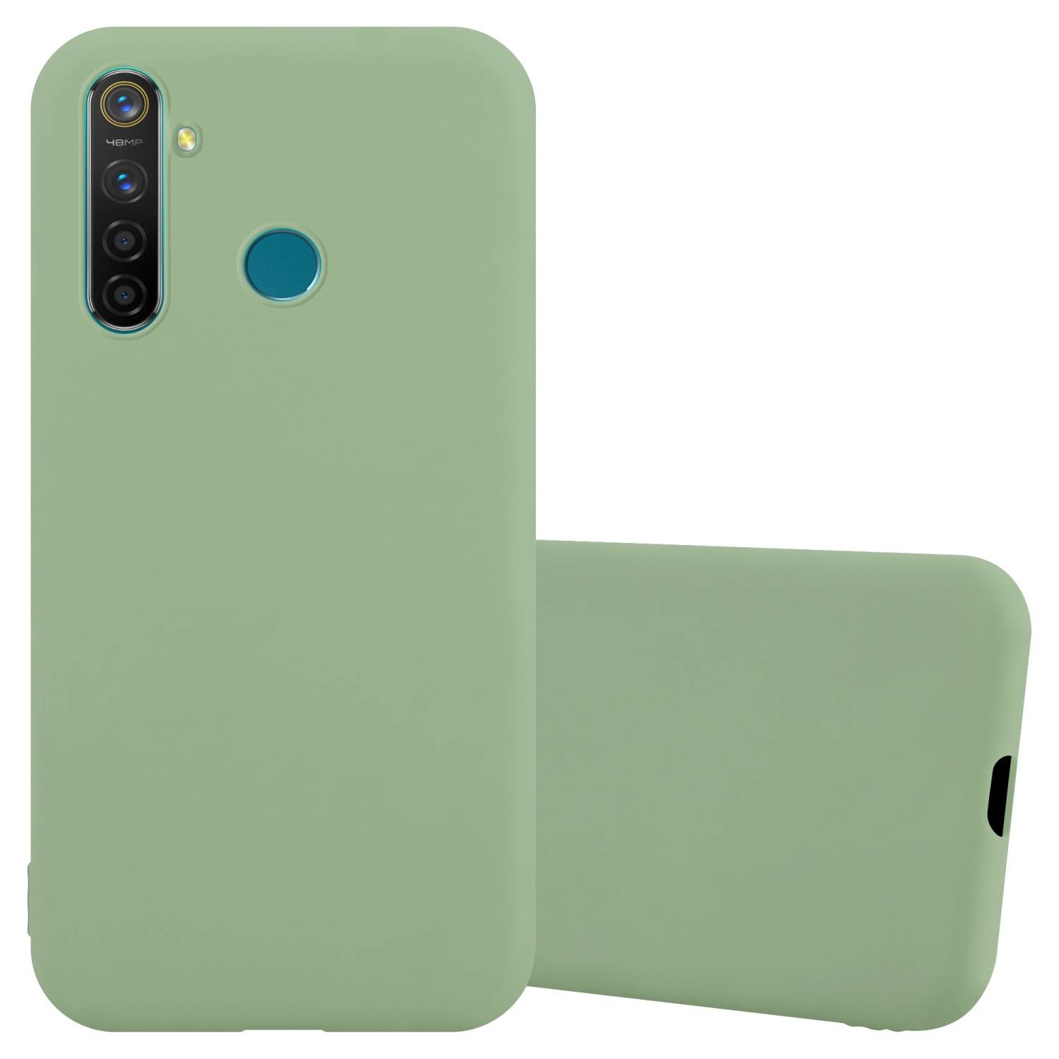 Cadorabo Hülle für Realme 5 PRO / Realme Q Schutzhülle in Grün Handyhülle TPU Silikon Etui Case Cover