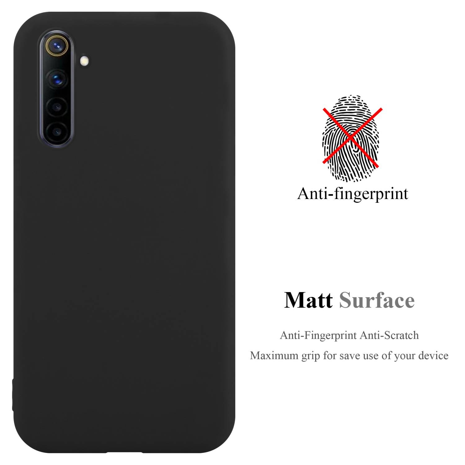 Cadorabo Hülle für Realme 6 4G / 6s Schutzhülle in Schwarz Handyhülle TPU Silikon Etui Case Cover