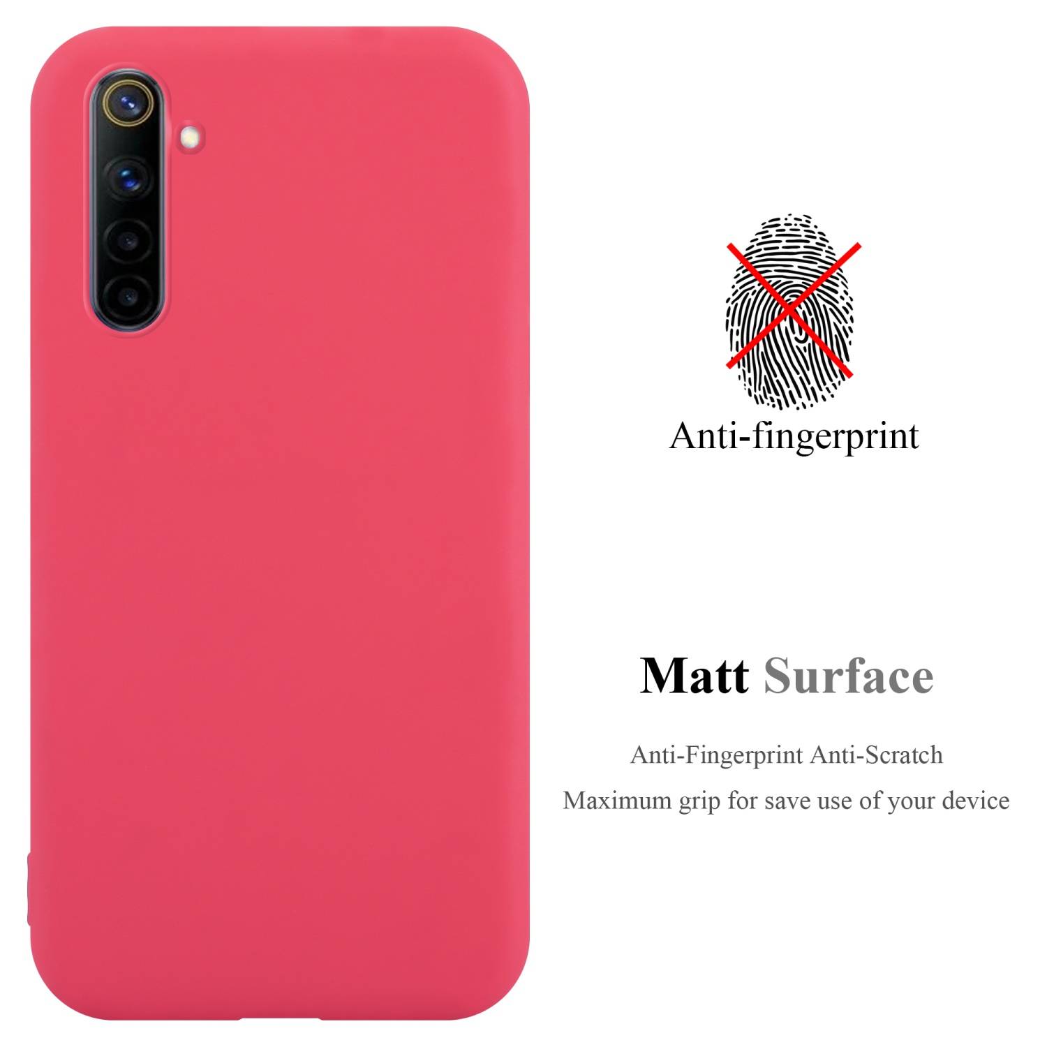 Cadorabo Hülle für Realme 6 4G / 6s Schutzhülle in Rot Handyhülle TPU Silikon Etui Case Cover