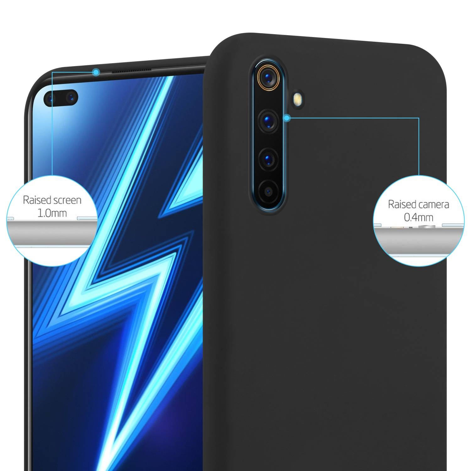 Cadorabo Hülle für Realme 6 PRO Schutzhülle in Schwarz Handyhülle TPU Silikon Etui Case Cover