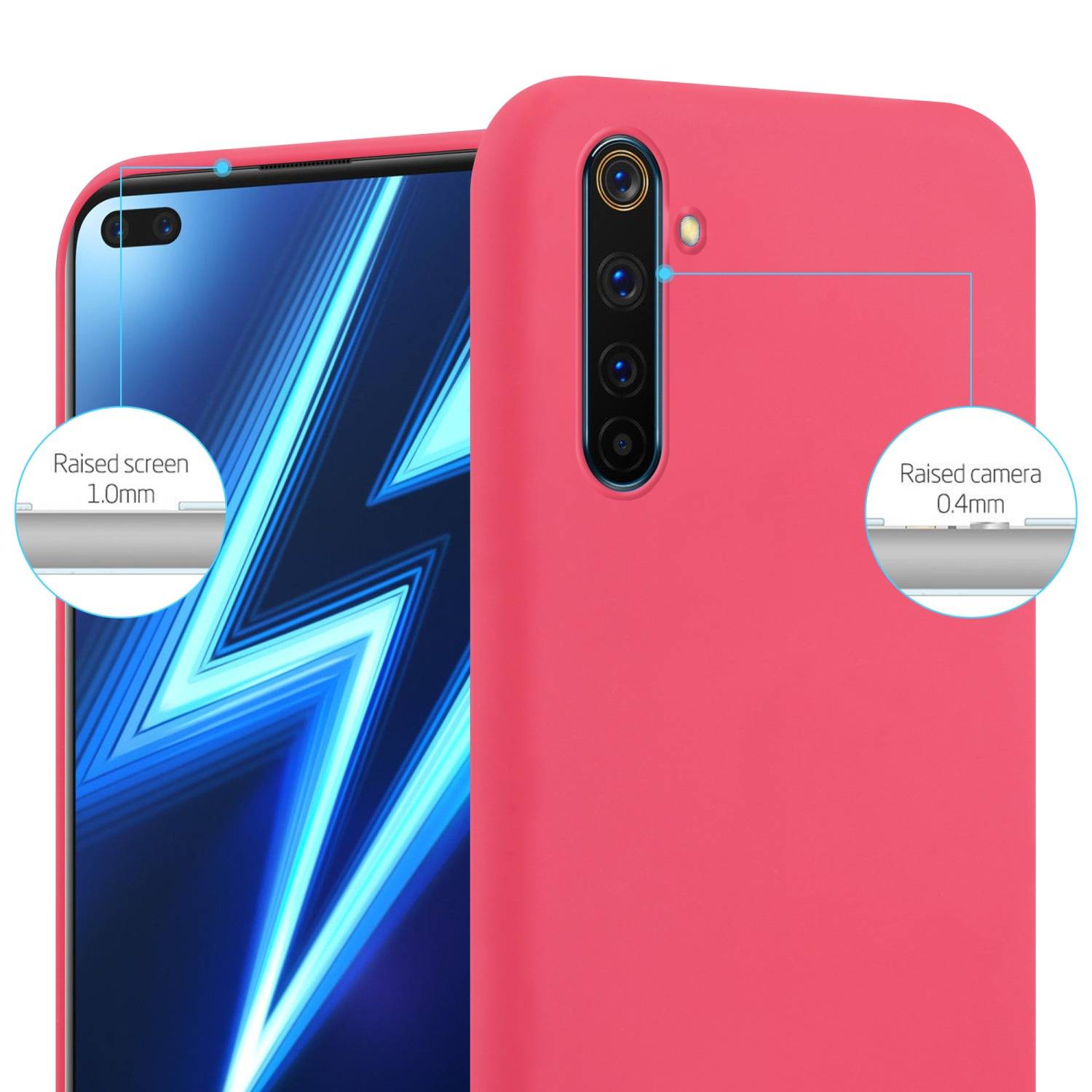 Cadorabo Hülle für Realme 6 PRO Schutzhülle in Rot Handyhülle TPU Silikon Etui Case Cover