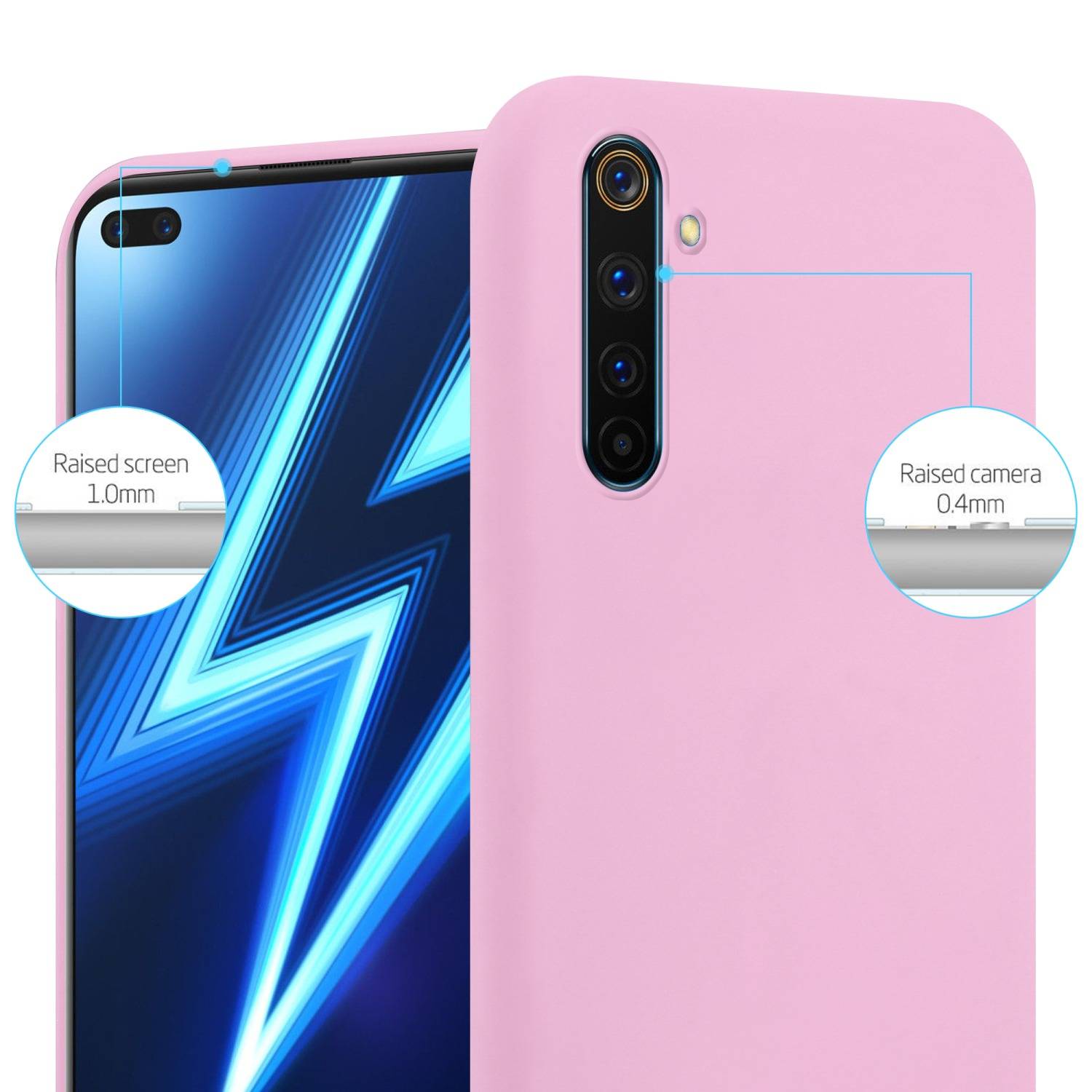 Cadorabo Hülle für Realme 6 PRO Schutzhülle in Rosa Handyhülle TPU Silikon Etui Case Cover