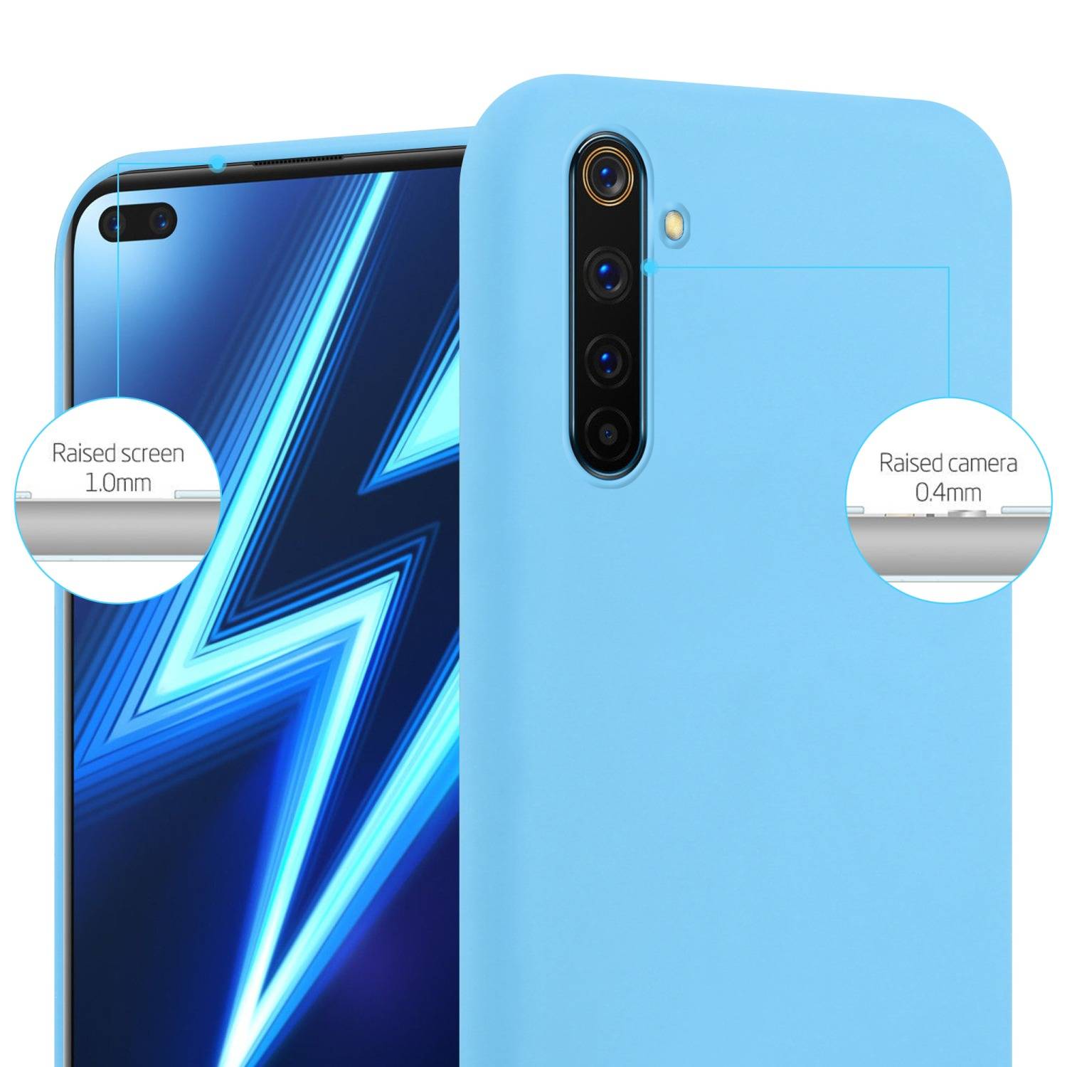 Cadorabo Hülle für Realme 6 PRO Schutzhülle in Blau Handyhülle TPU Silikon Etui Case Cover
