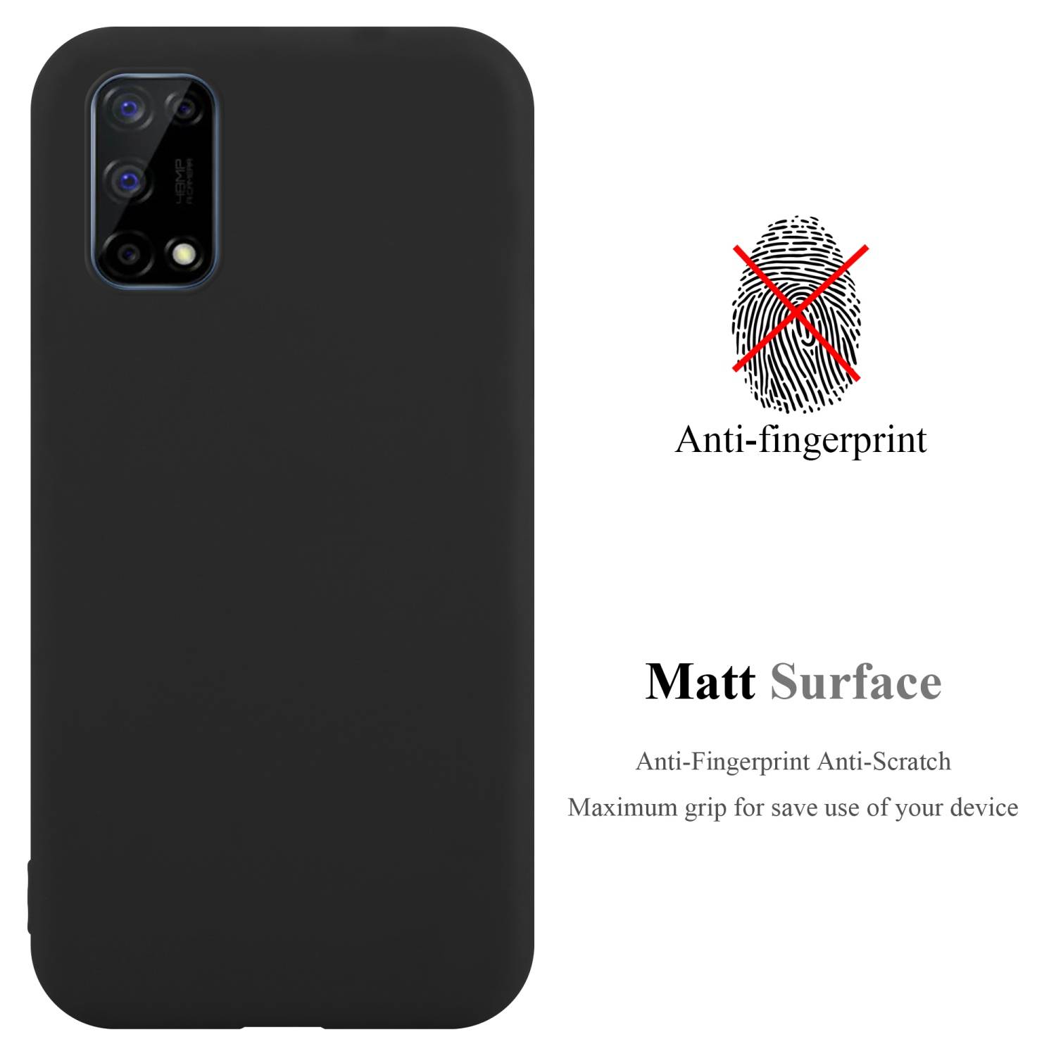 Cadorabo Hülle für Realme 7 5G Schutzhülle in Schwarz Handyhülle TPU Silikon Etui Case Cover