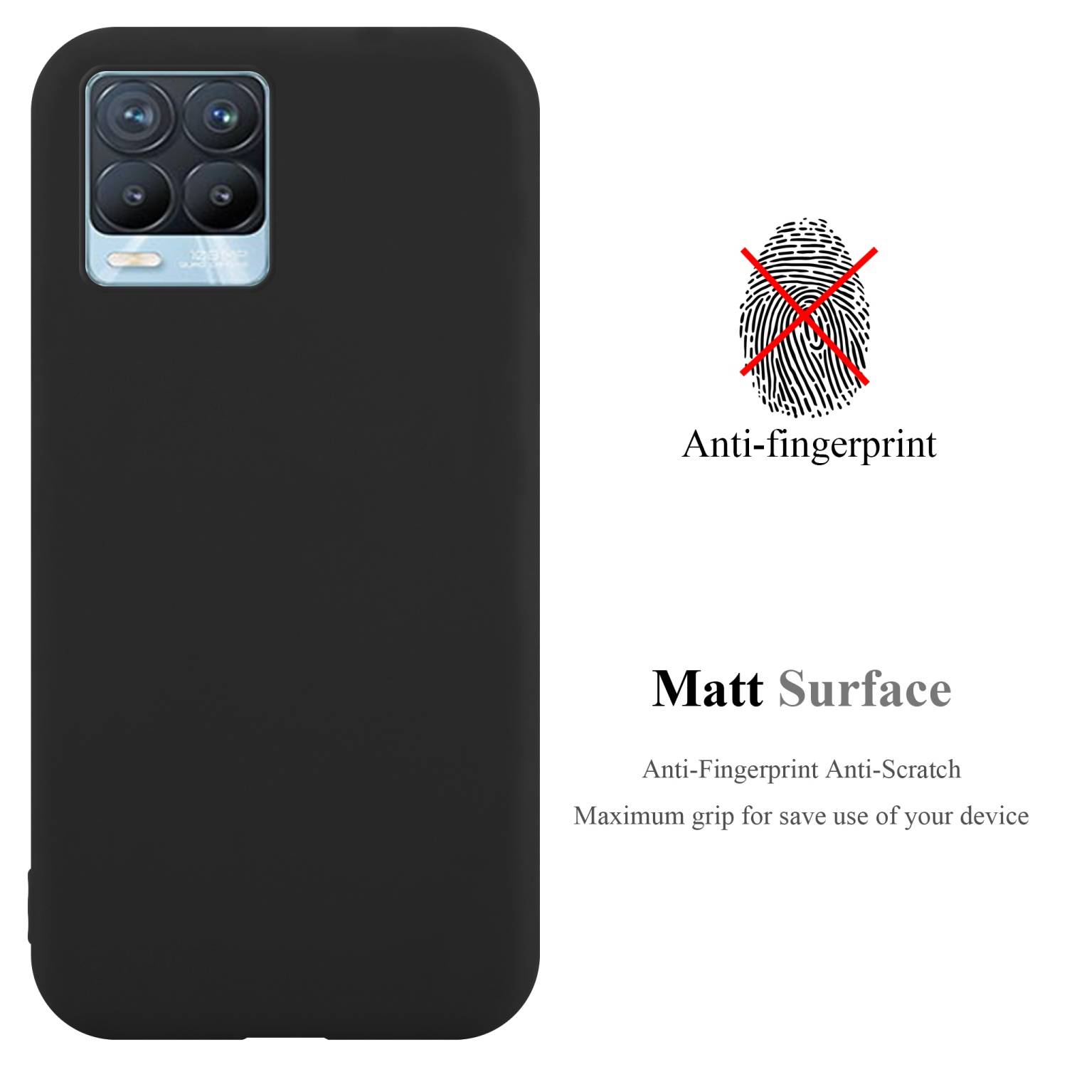 Cadorabo Hülle für Realme 8 4G / 8 PRO Schutzhülle in Schwarz Handyhülle TPU Silikon Etui Case Cover