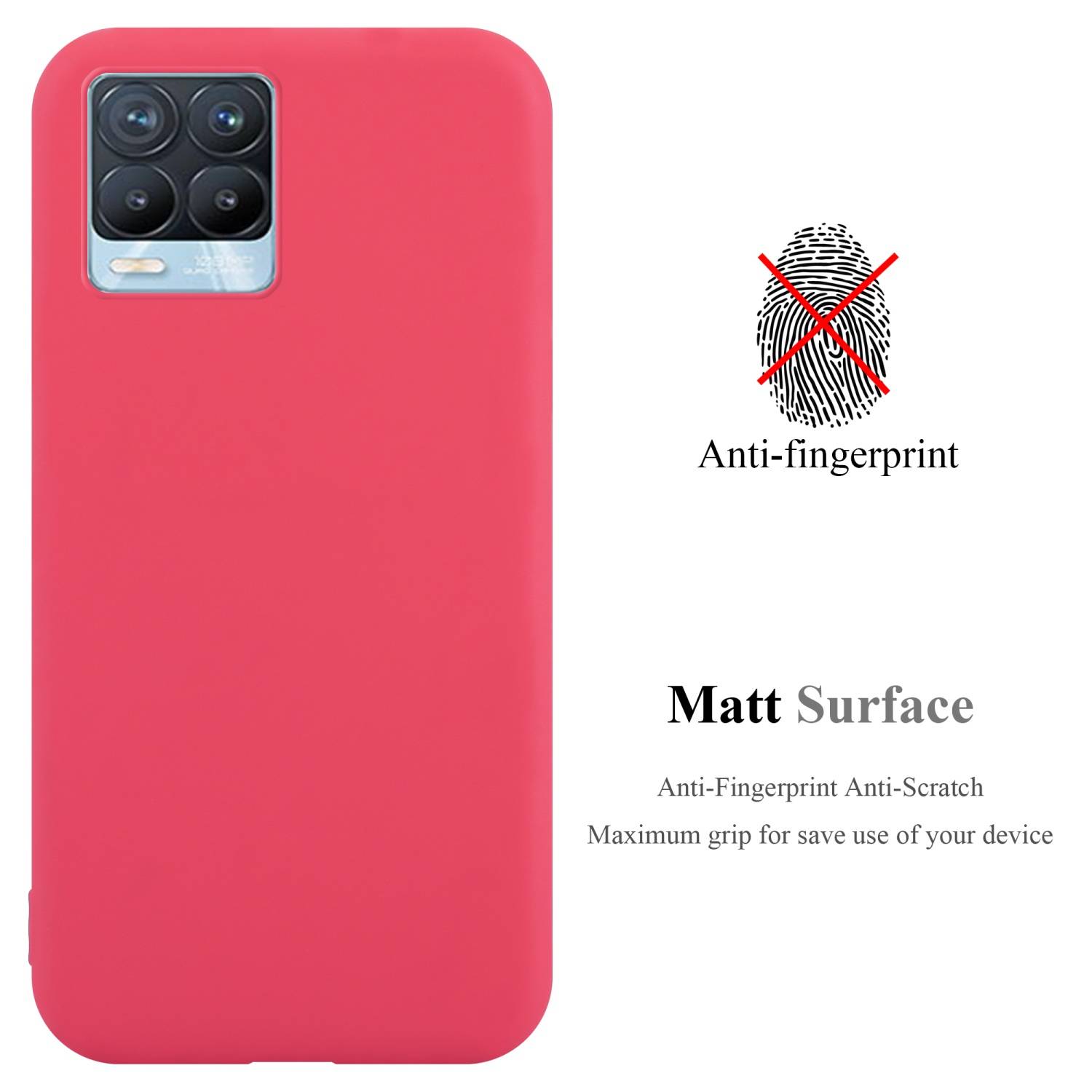 Cadorabo Hülle für Realme 8 4G / 8 PRO Schutzhülle in Rot Handyhülle TPU Silikon Etui Case Cover