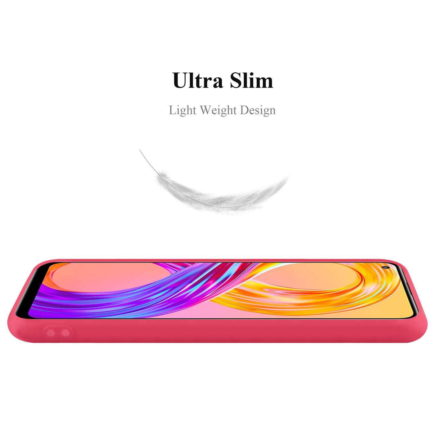 Cadorabo Hülle für Realme 8 4G / 8 PRO Schutzhülle in Rot Handyhülle TPU Silikon Etui Case Cover