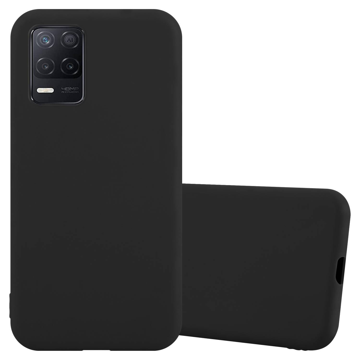 Cadorabo Hülle für Realme 8 5G / V13 / Q3 / Q3i / Narzo 30 5G Schutzhülle in Schwarz Handyhülle TPU Silikon Etui Case