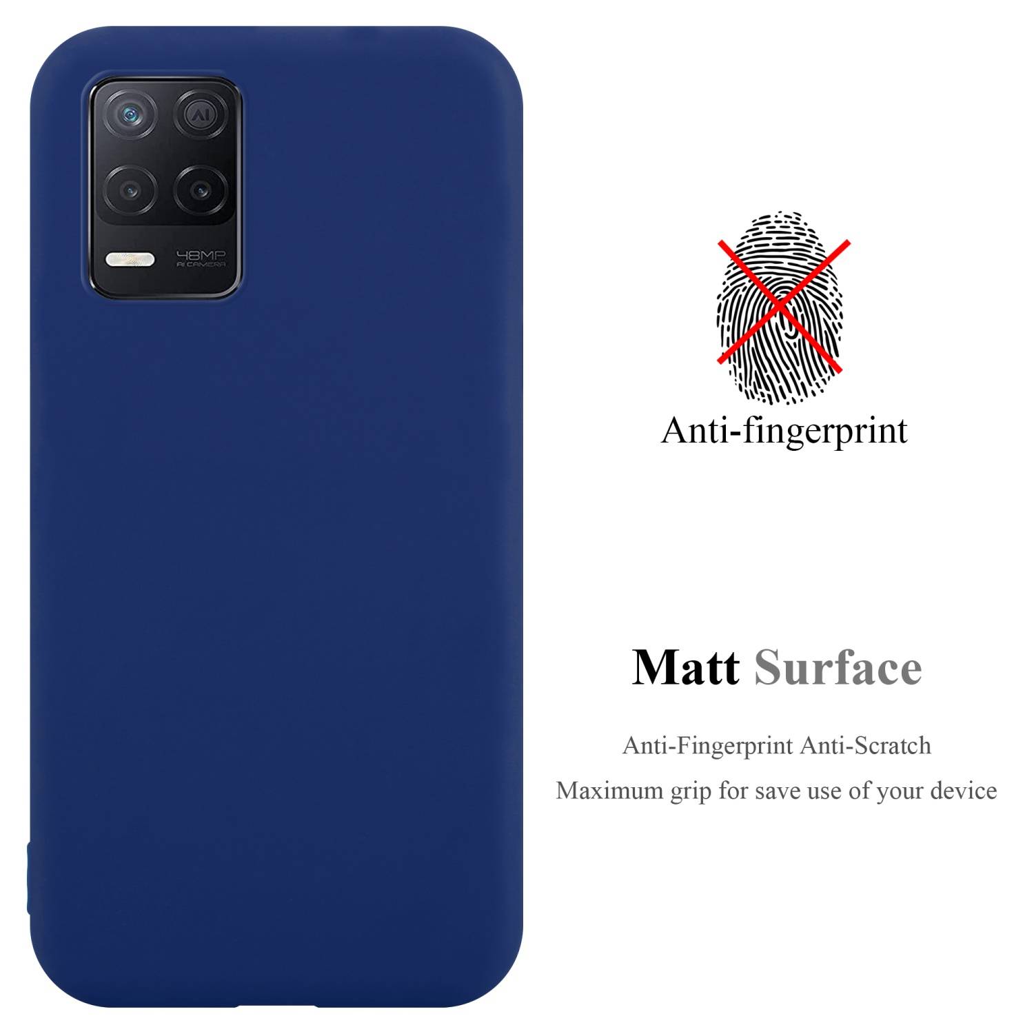 Cadorabo Hülle für Realme 8 5G / V13 / Q3 / Q3i / Narzo 30 5G Schutzhülle in Blau Handyhülle TPU Silikon Etui Case Cover