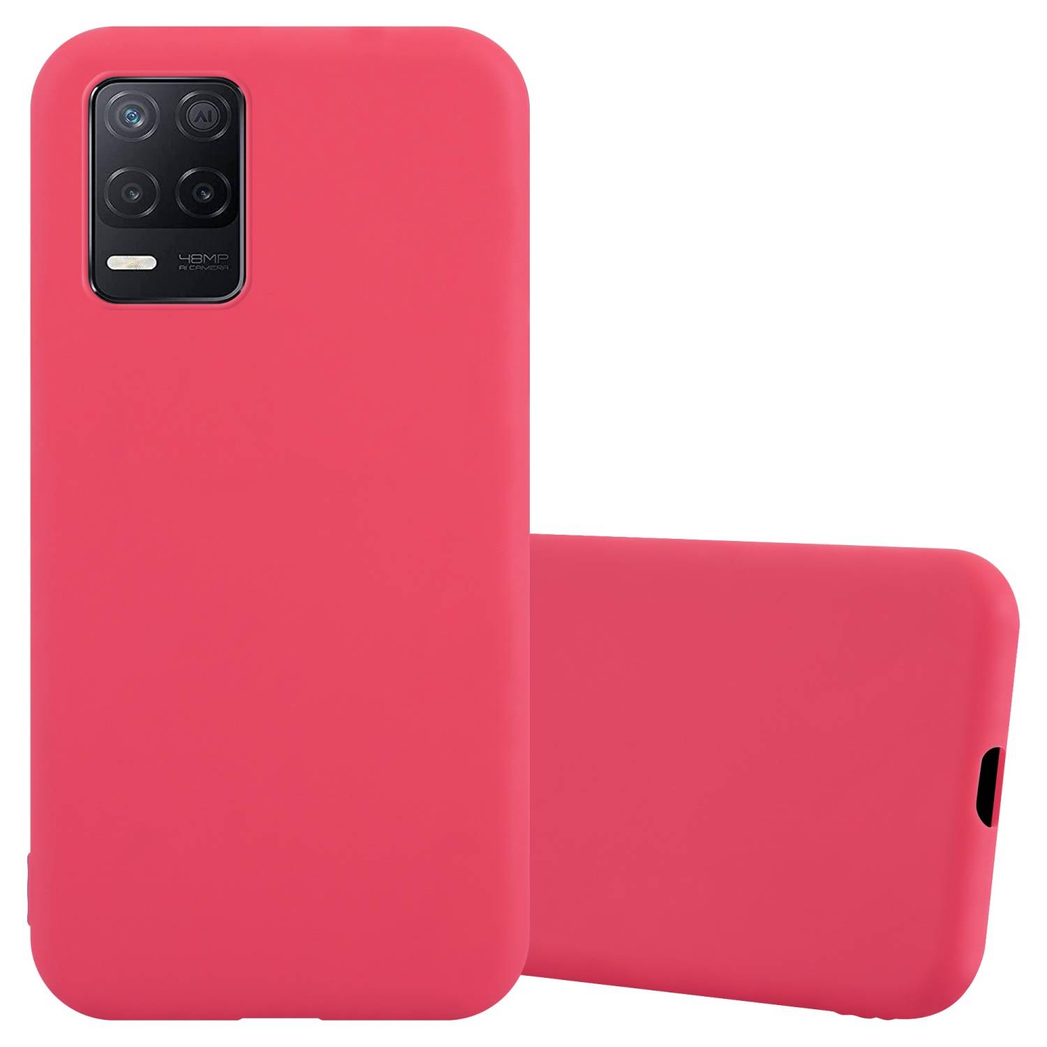 Cadorabo Hülle für Realme 8 5G / V13 / Q3 / Q3i / Narzo 30 5G Schutzhülle in Rot Handyhülle TPU Silikon Etui Case Cover