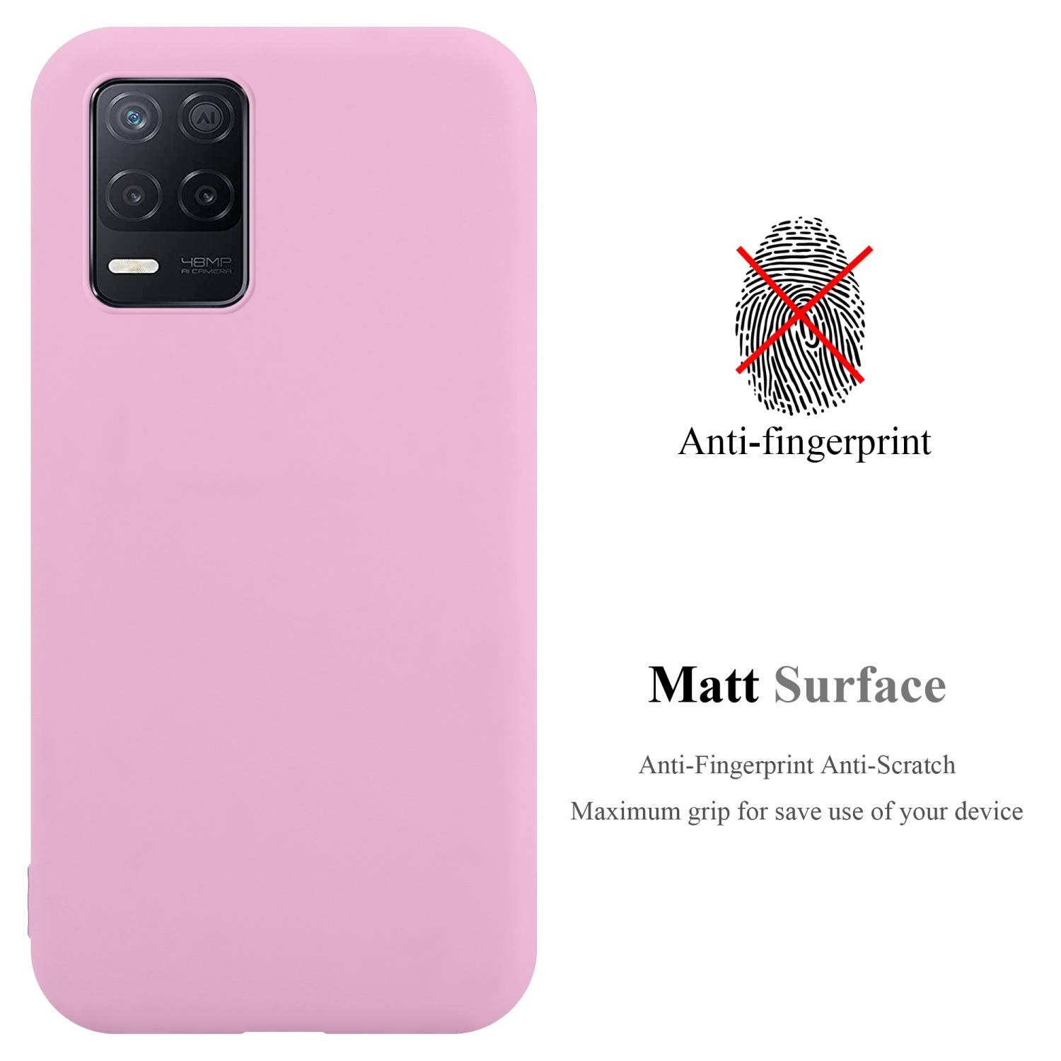 Cadorabo Hülle für Realme 8 5G / V13 / Q3 / Q3i / Narzo 30 5G Schutzhülle in Rosa Handyhülle TPU Silikon Etui Case Cover