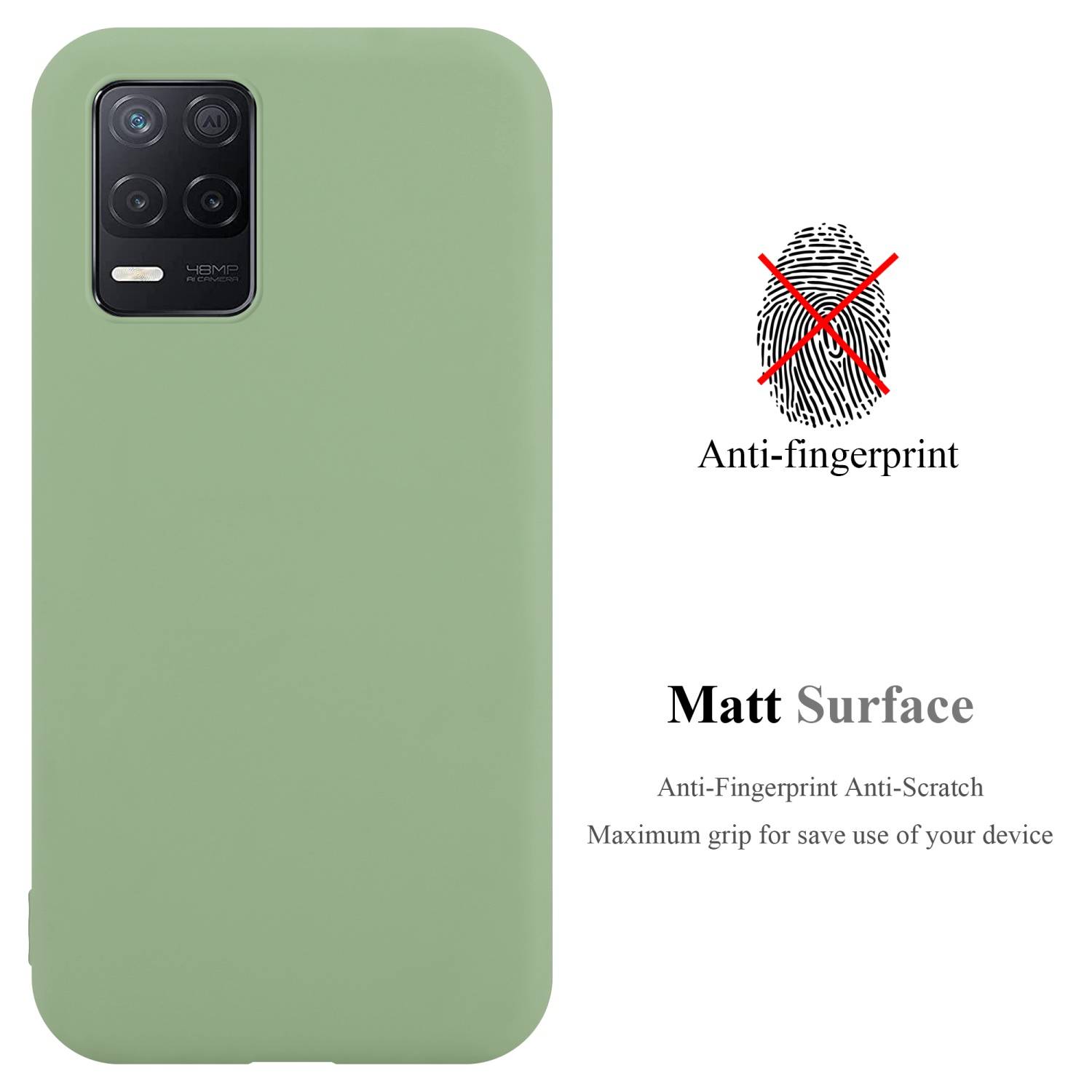 Cadorabo Hülle für Realme 8 5G / V13 / Q3 / Q3i / Narzo 30 5G Schutzhülle in Grün Handyhülle TPU Silikon Etui Case Cover