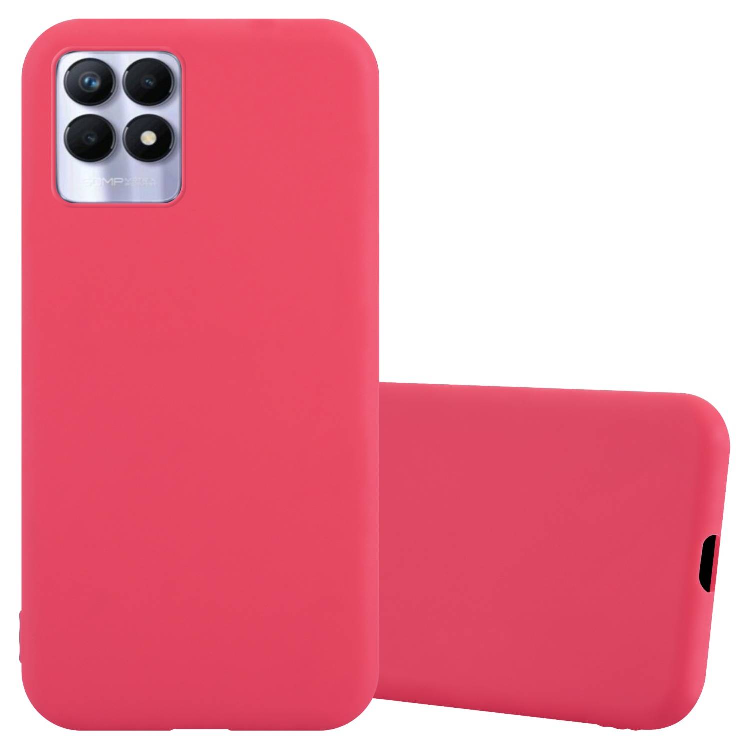 Cadorabo Hülle für Realme 8i / Narzo 50 4G Schutzhülle in Rot Handyhülle TPU Silikon Etui Case Cover