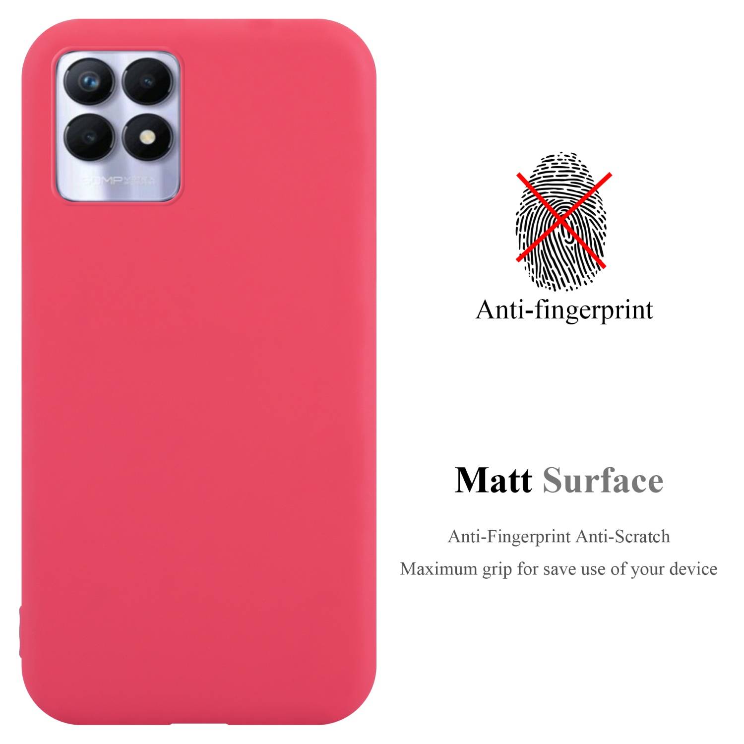 Cadorabo Hülle für Realme 8i / Narzo 50 4G Schutzhülle in Rot Handyhülle TPU Silikon Etui Case Cover