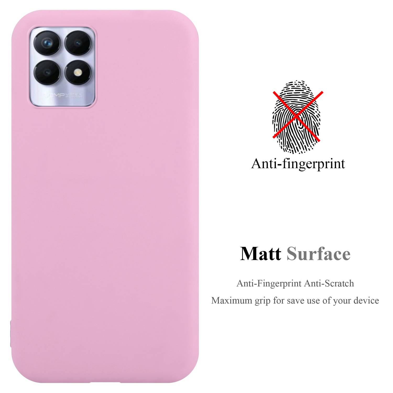 Cadorabo Hülle für Realme 8i / Narzo 50 4G Schutzhülle in Rosa Handyhülle TPU Silikon Etui Case Cover