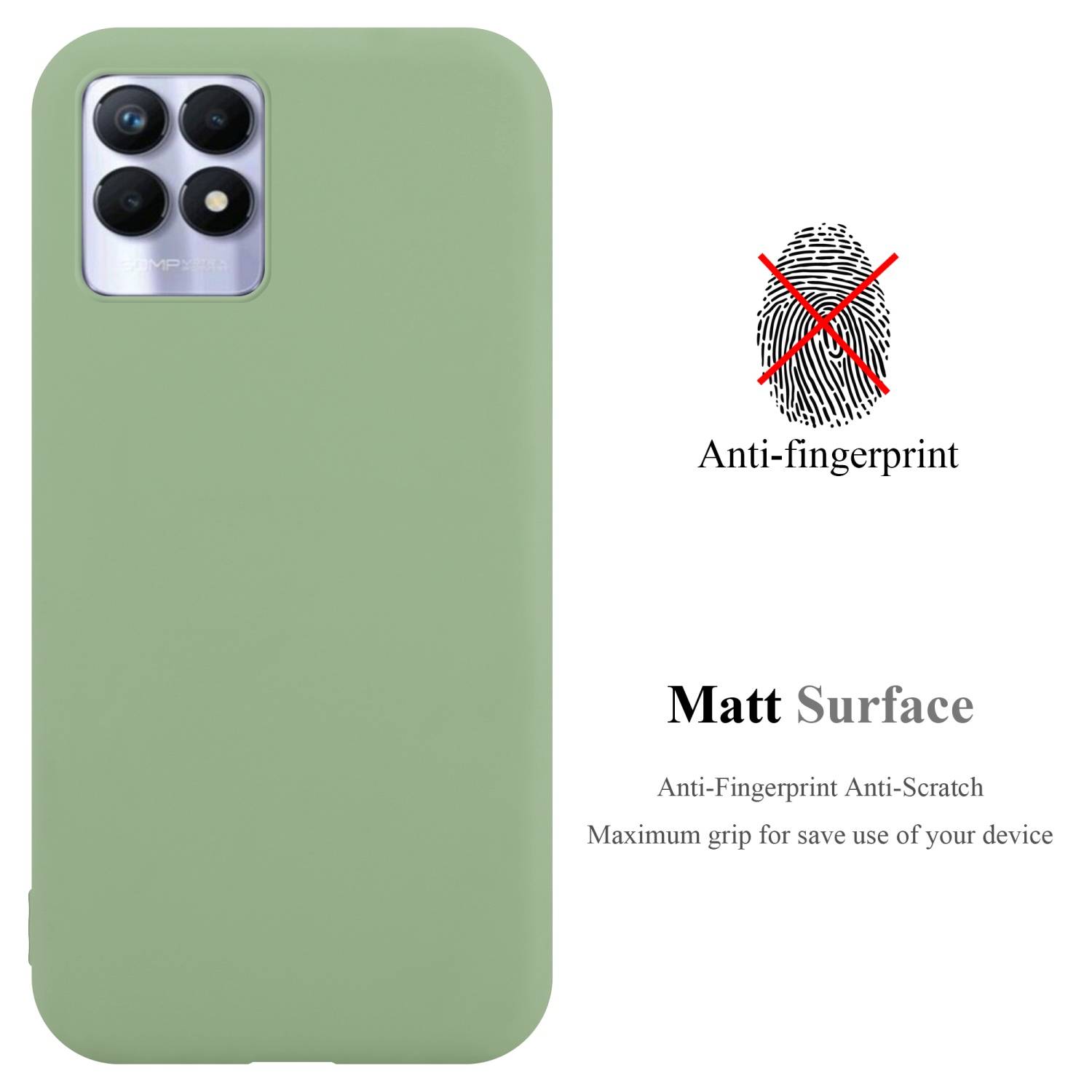 Cadorabo Hülle für Realme 8i / Narzo 50 4G Schutzhülle in Grün Handyhülle TPU Silikon Etui Case Cover