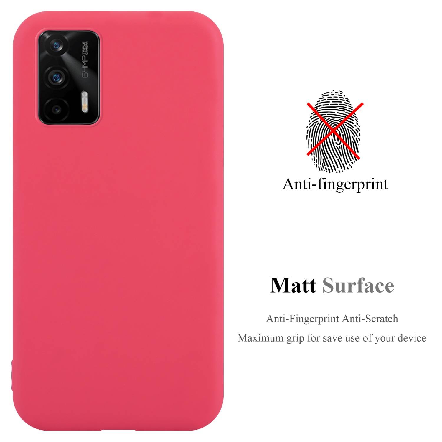 Cadorabo Hülle für Realme GT / GT Neo 2T / Q3 PRO Schutzhülle in Rot Handyhülle TPU Silikon Etui Case Cover