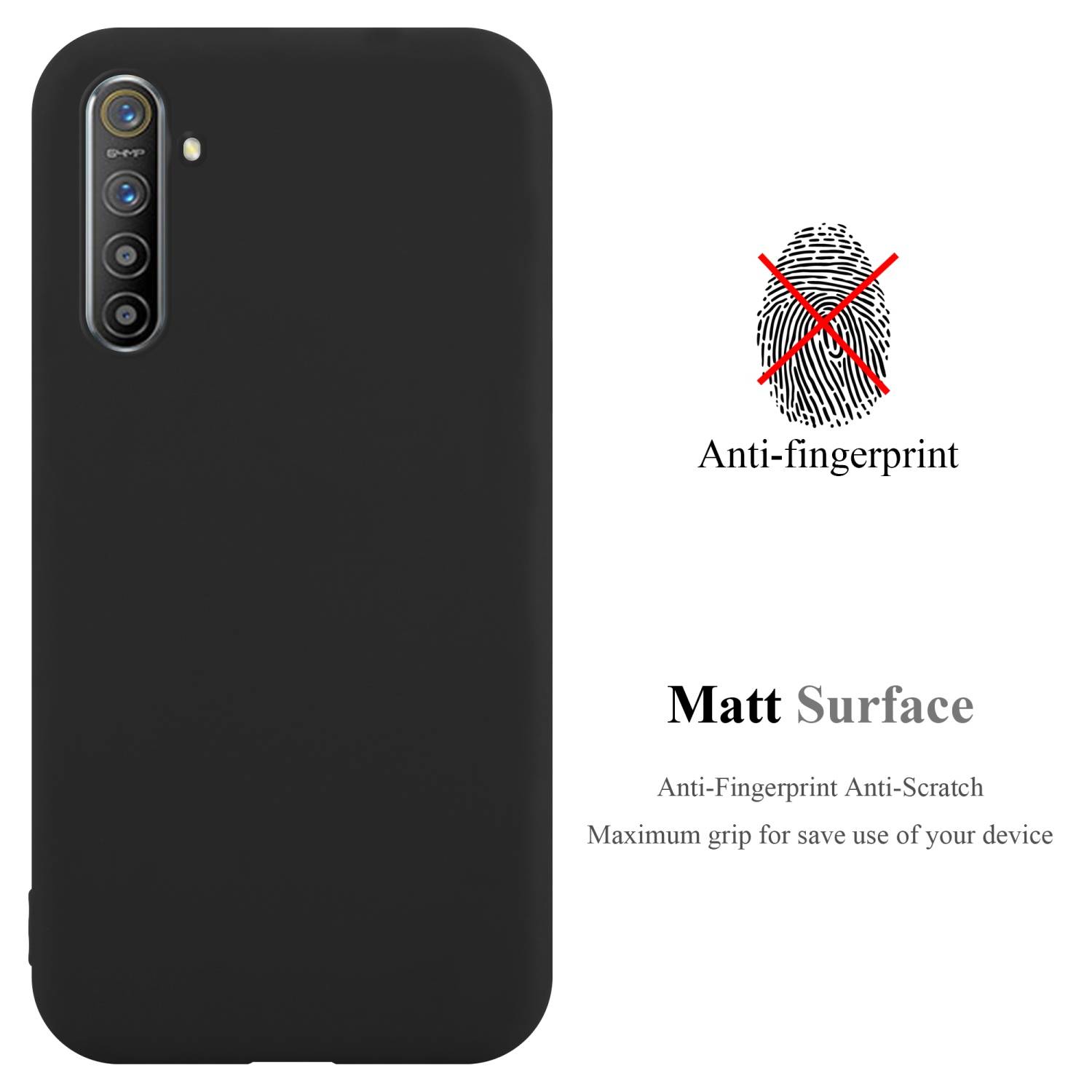 Cadorabo Hülle für Realme X2 / XT / Oppo K5 Schutzhülle in Schwarz Handyhülle TPU Silikon Etui Case Cover