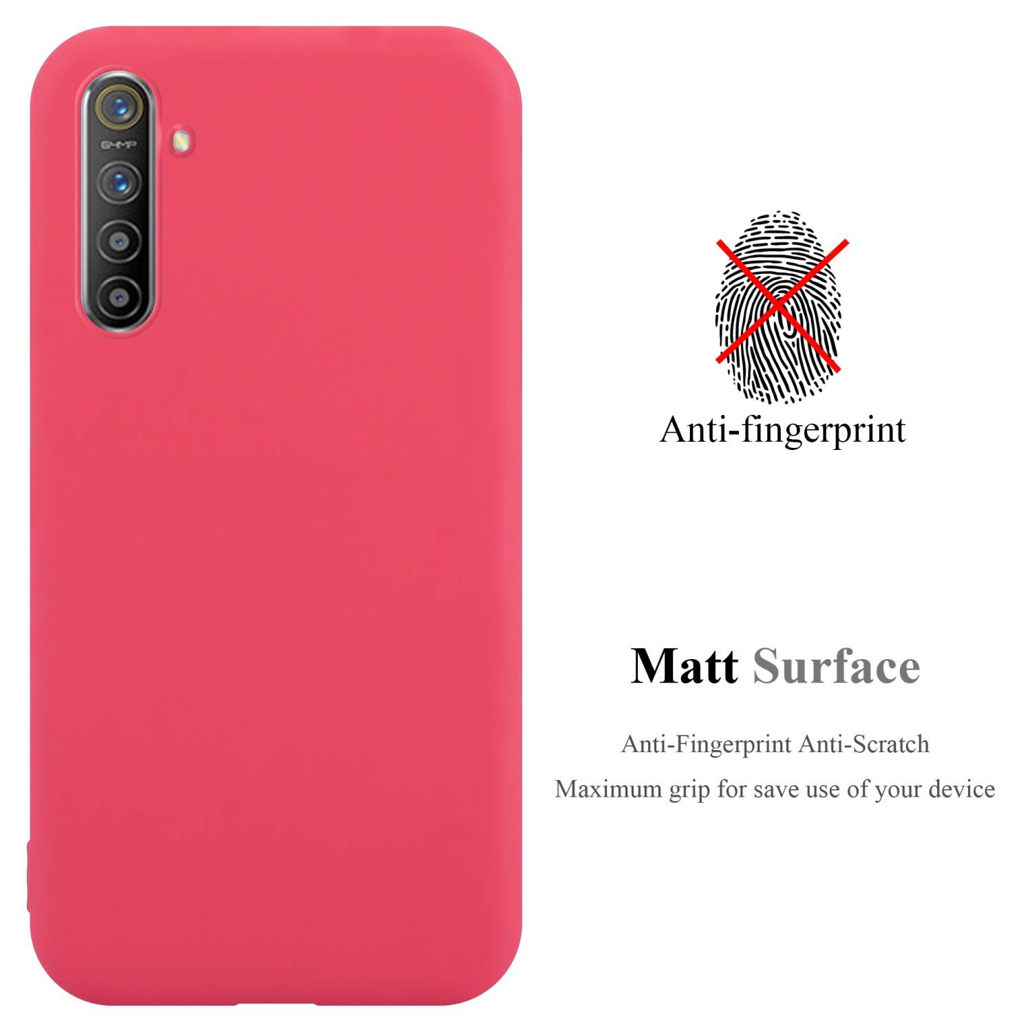 Cadorabo Hülle für Realme X2 / XT / Oppo K5 Schutzhülle in Rot Handyhülle TPU Silikon Etui Case Cover