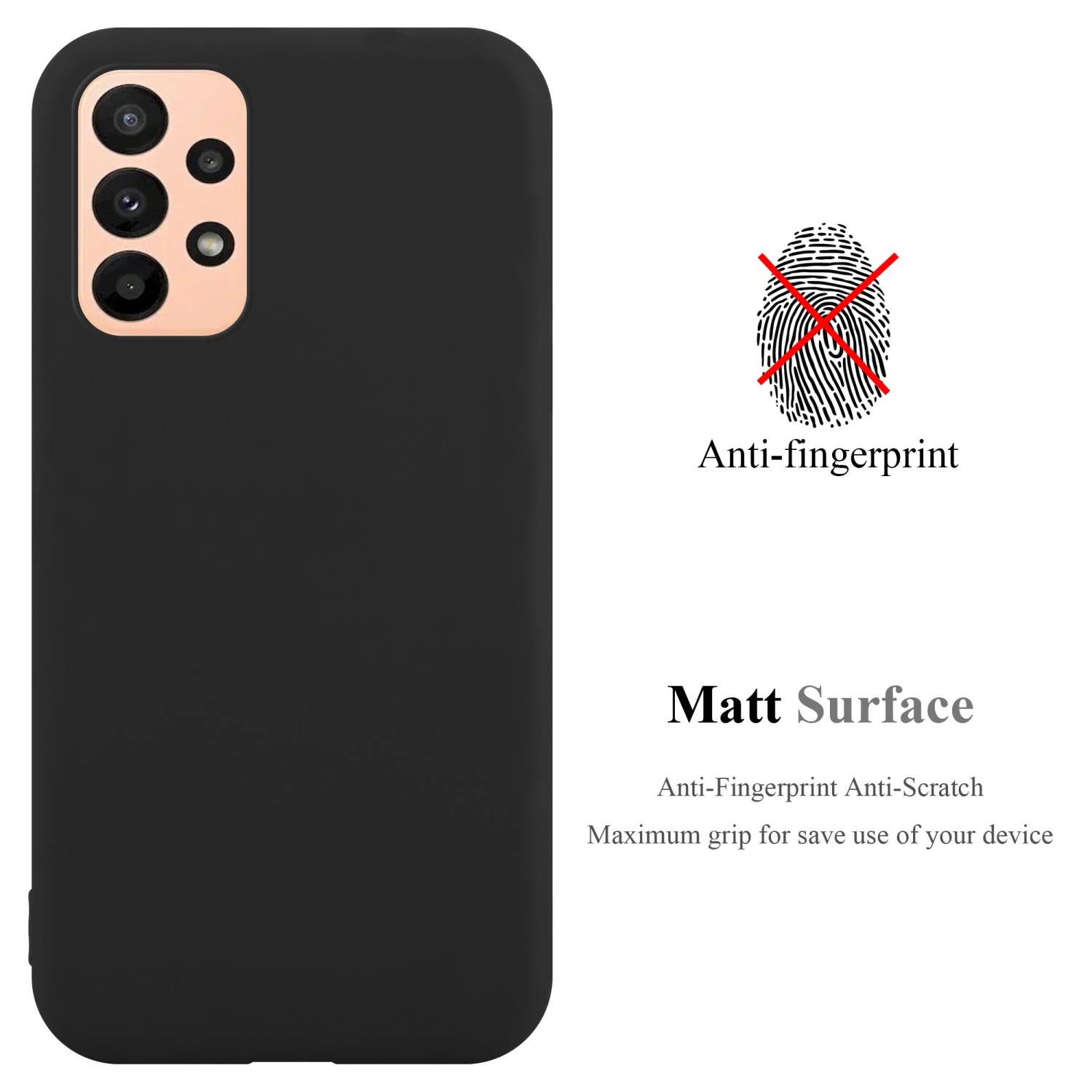 Cadorabo Hülle für Samsung Galaxy A23 4G Schutzhülle in Schwarz Handyhülle TPU Silikon Etui Case Cover