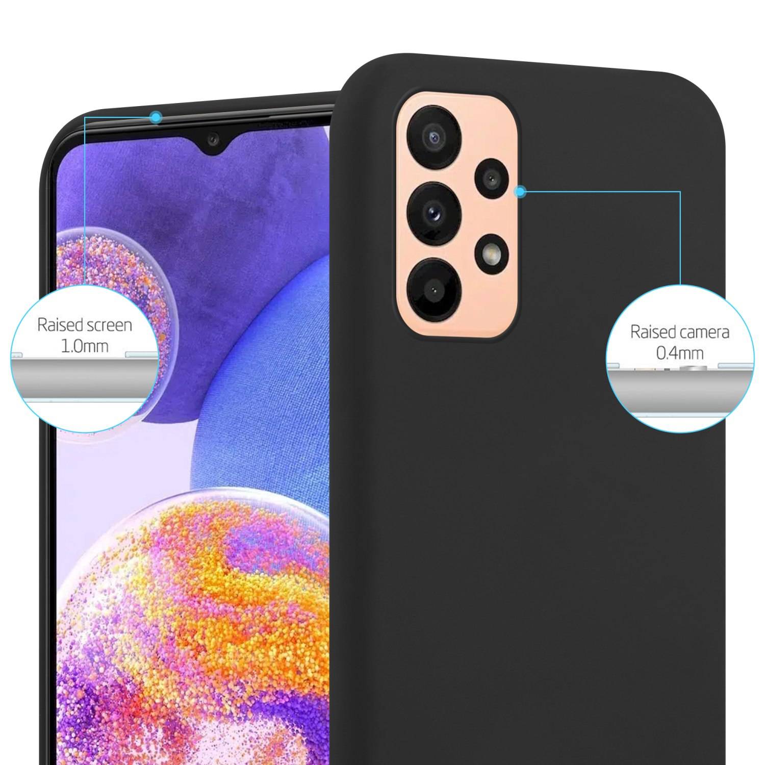 Cadorabo Hülle für Samsung Galaxy A23 4G Schutzhülle in Schwarz Handyhülle TPU Silikon Etui Case Cover