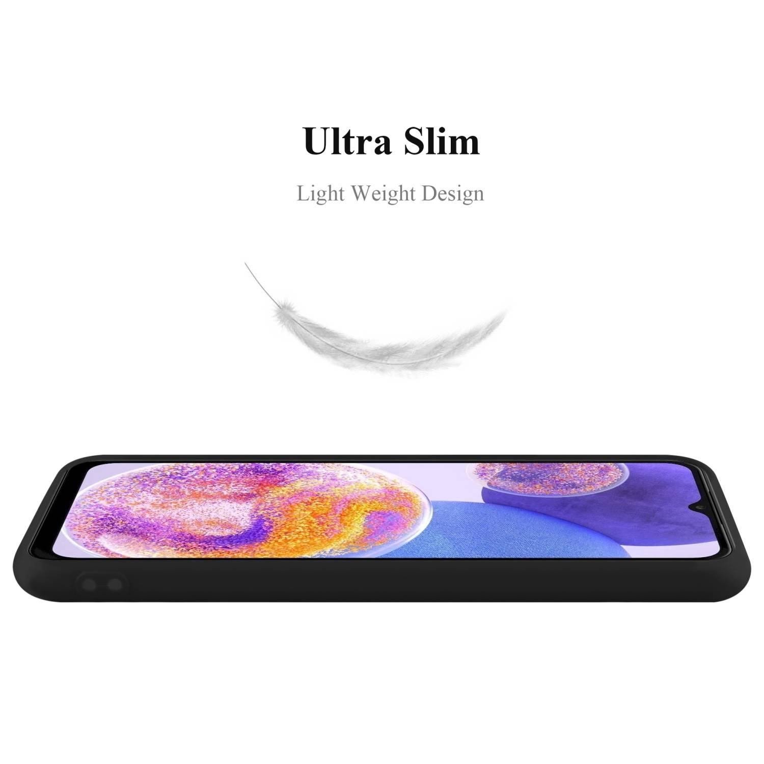 Cadorabo Hülle für Samsung Galaxy A23 4G Schutzhülle in Schwarz Handyhülle TPU Silikon Etui Case Cover