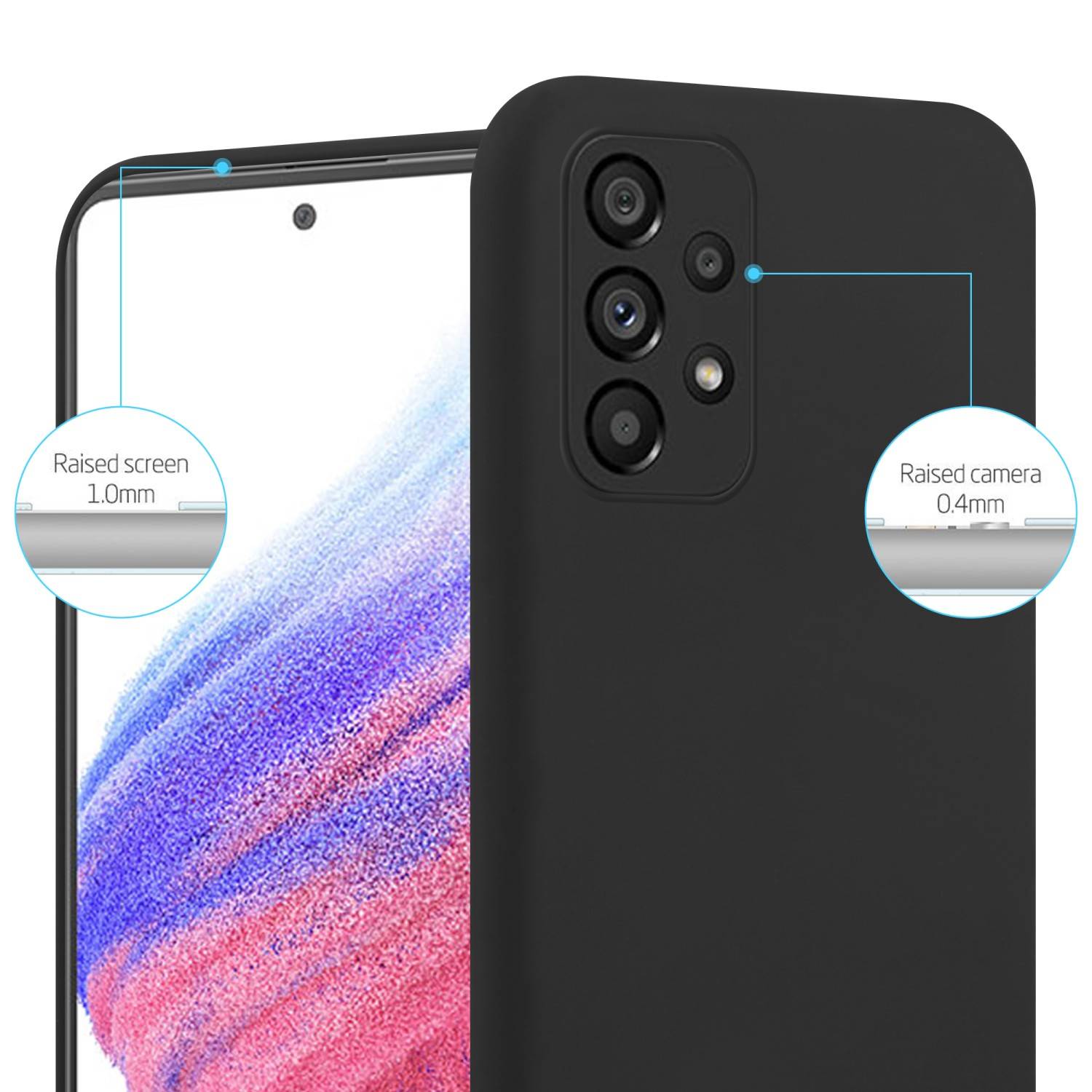 Cadorabo Hülle für Samsung Galaxy A53 5G Schutzhülle in Schwarz Handyhülle TPU Silikon Etui Case Cover