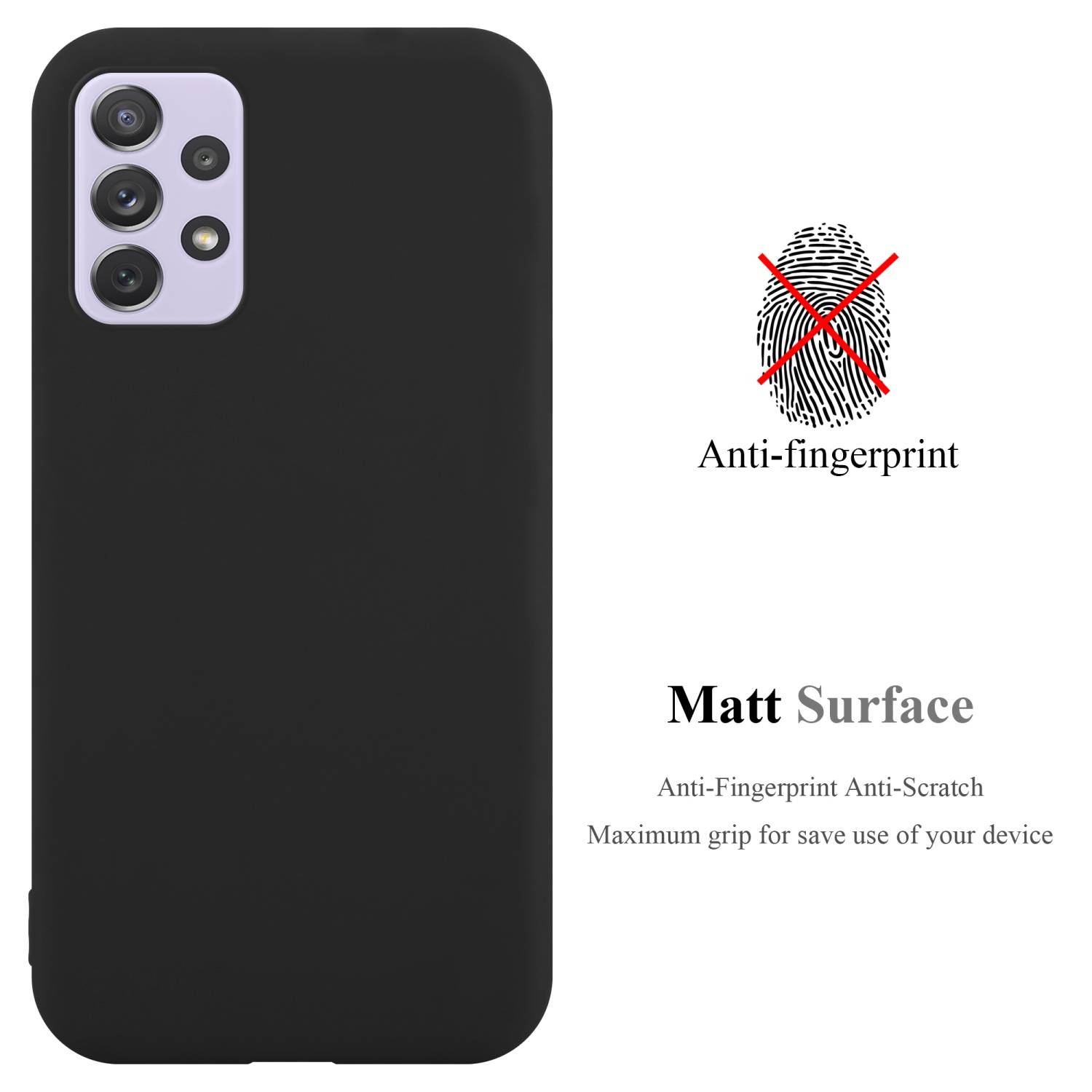 Cadorabo Hülle für Samsung Galaxy A73 5G Schutzhülle in Schwarz Handyhülle TPU Silikon Etui Case Cover