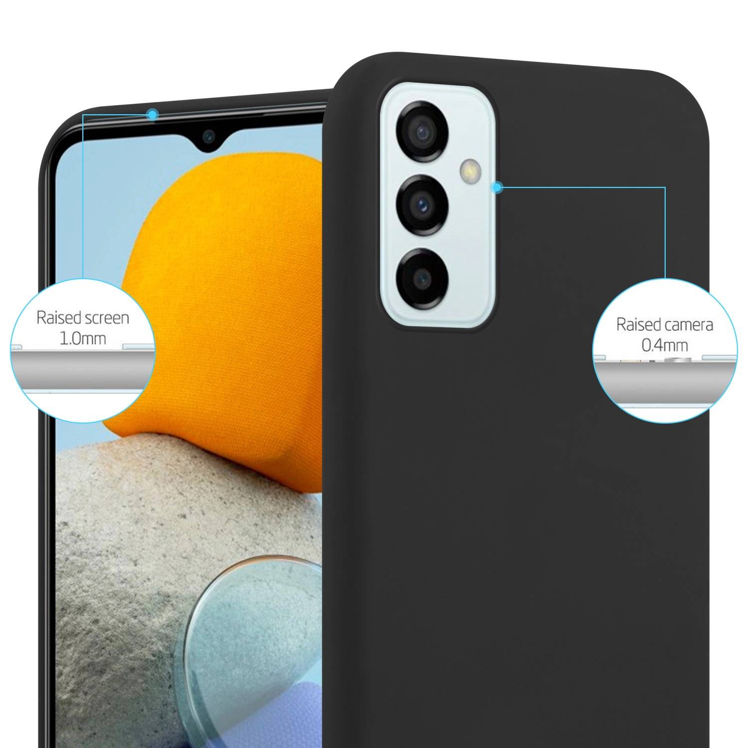 Cadorabo Hülle für Samsung Galaxy M23 5G Schutzhülle in Schwarz Handyhülle TPU Silikon Etui Case Cover