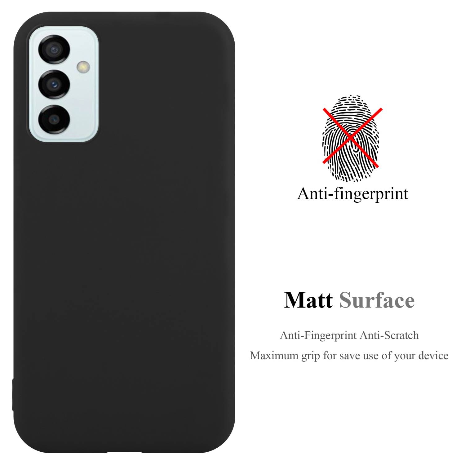 Cadorabo Hülle für Samsung Galaxy M23 5G Schutzhülle in Schwarz Handyhülle TPU Silikon Etui Case Cover