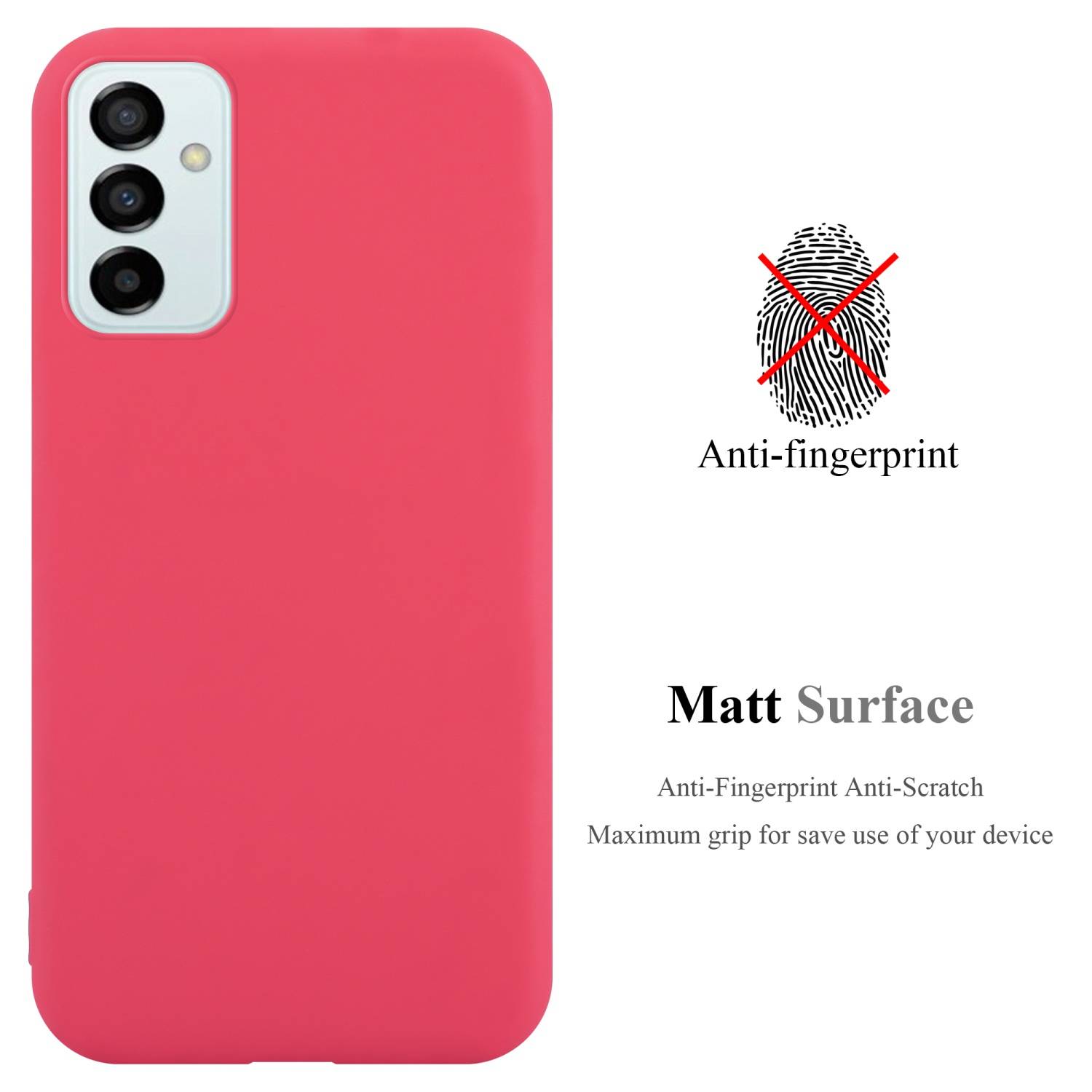 Cadorabo Hülle für Samsung Galaxy M23 5G Schutzhülle in Rot Handyhülle TPU Silikon Etui Case Cover