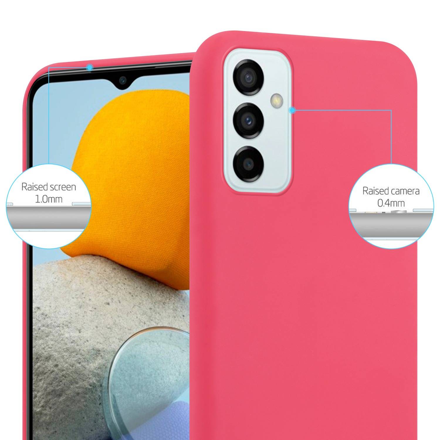 Cadorabo Hülle für Samsung Galaxy M23 5G Schutzhülle in Rot Handyhülle TPU Silikon Etui Case Cover
