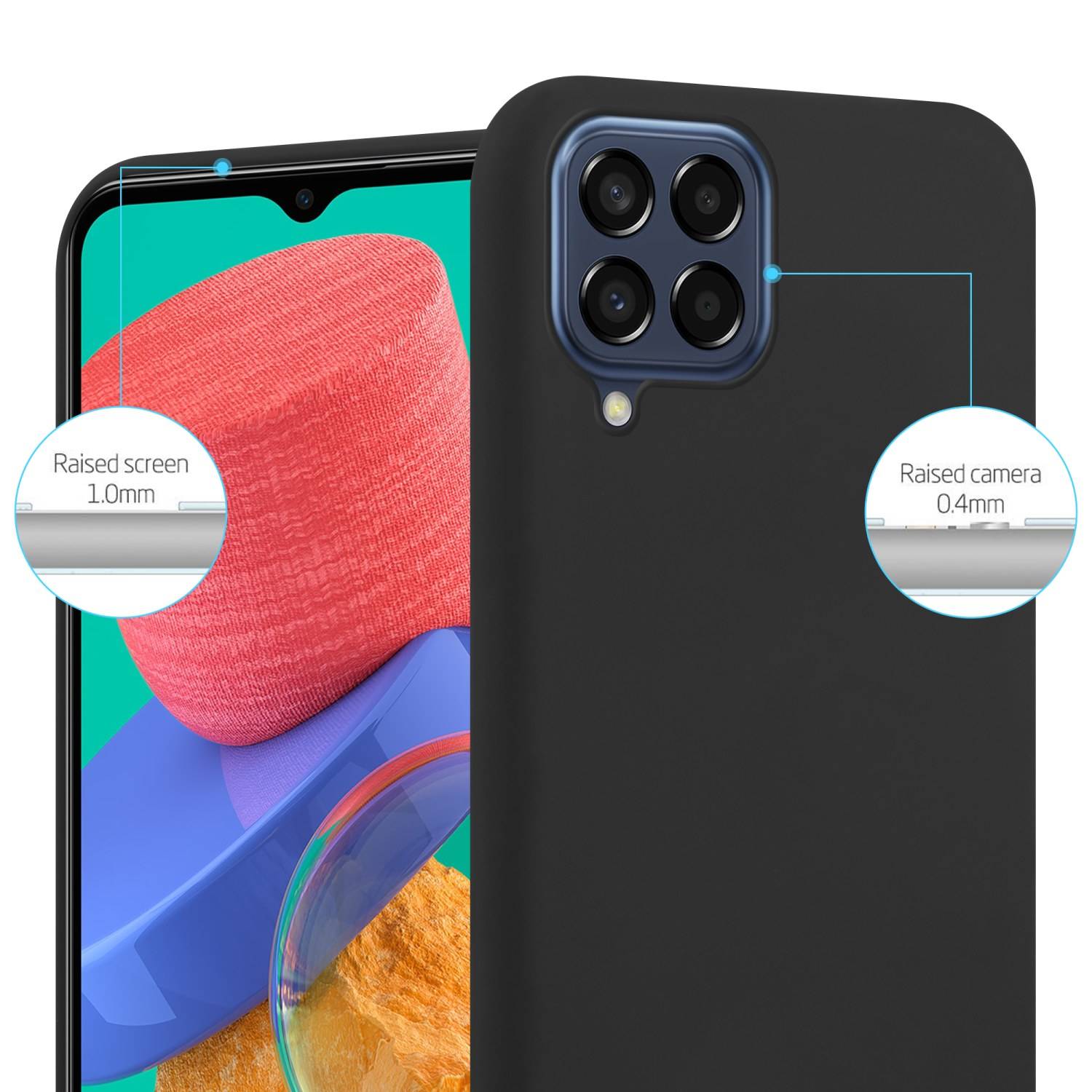 Cadorabo Hülle für Samsung Galaxy M33 5G Schutzhülle in Schwarz Handyhülle TPU Silikon Etui Case Cover