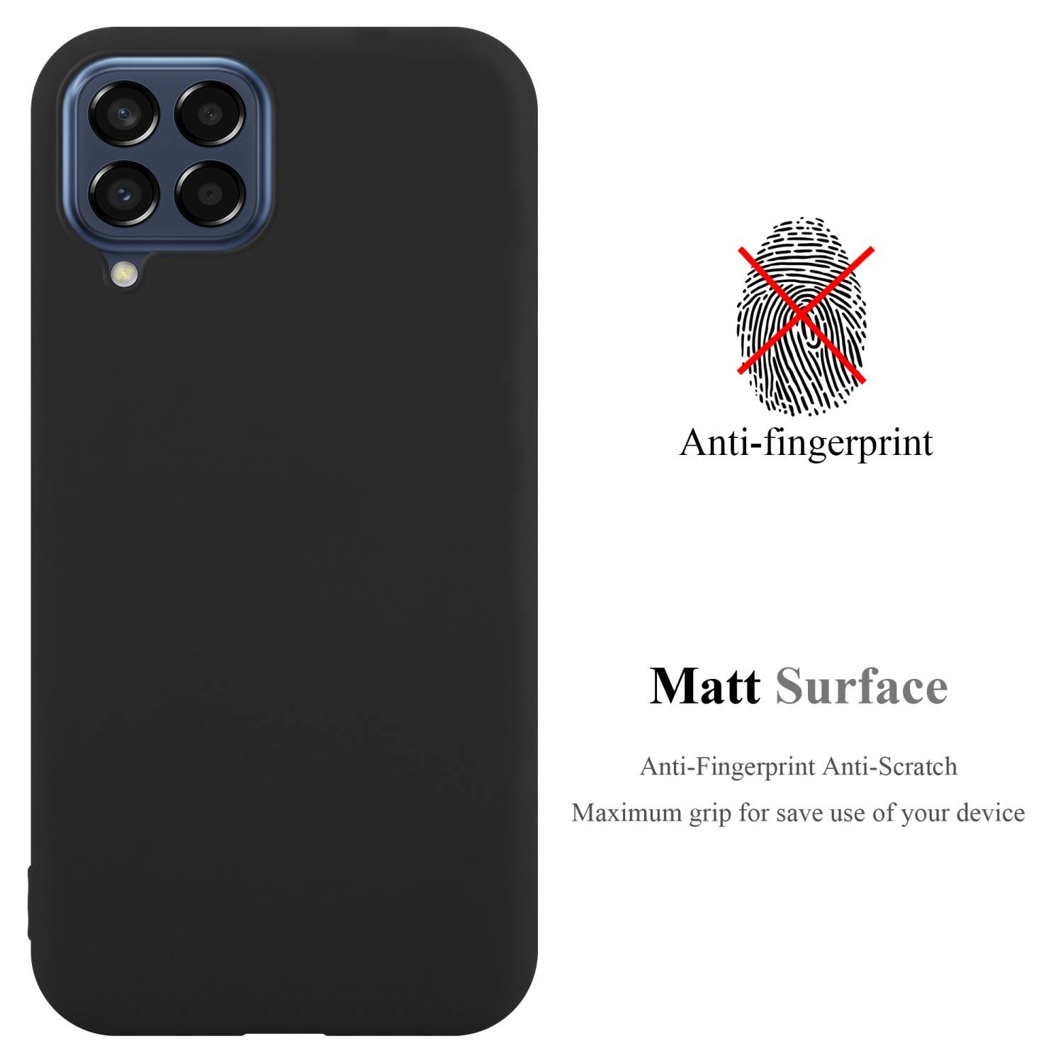 Cadorabo Hülle für Samsung Galaxy M33 5G Schutzhülle in Schwarz Handyhülle TPU Silikon Etui Case Cover