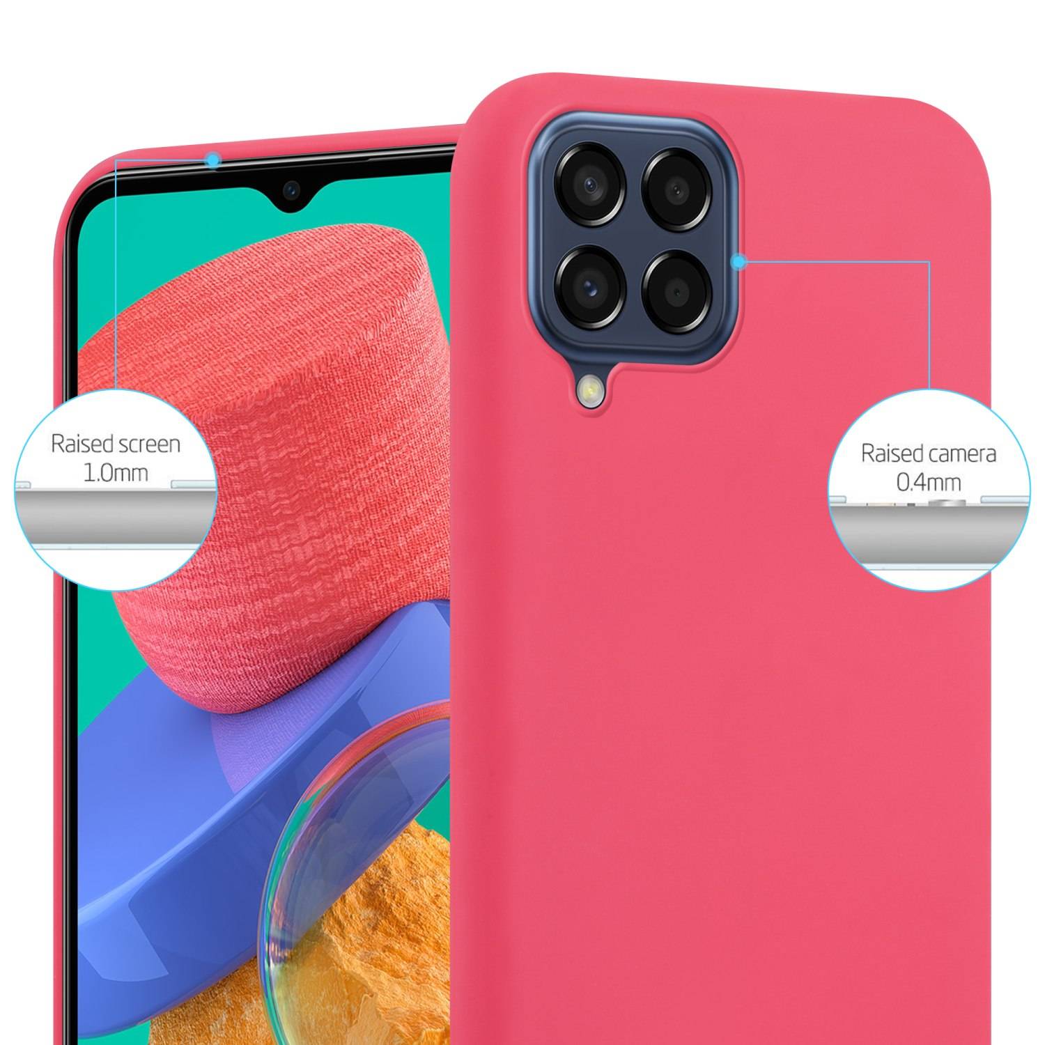 Cadorabo Hülle für Samsung Galaxy M33 5G Schutzhülle in Rot Handyhülle TPU Silikon Etui Case Cover