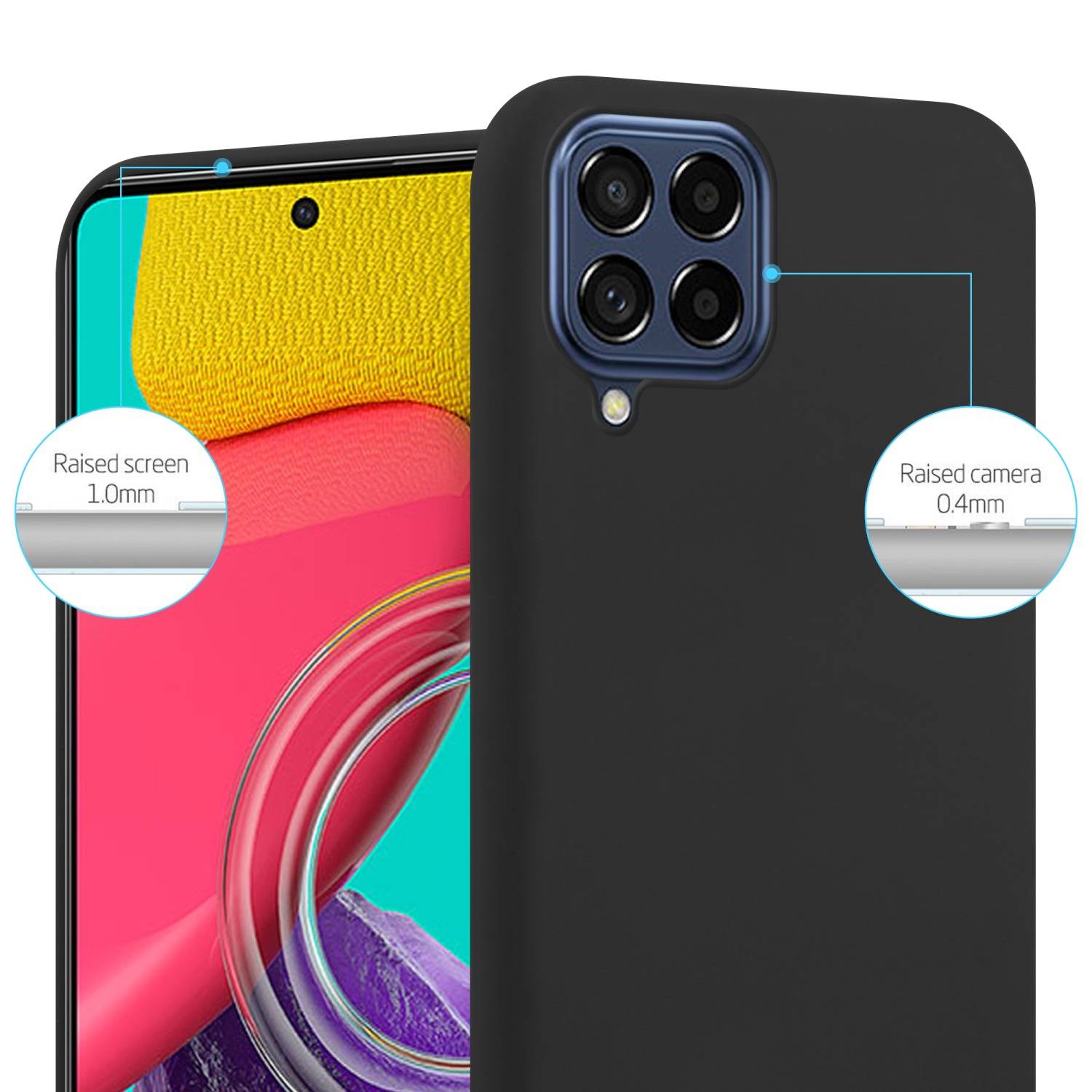 Cadorabo Hülle für Samsung Galaxy M53 5G Schutzhülle in Schwarz Handyhülle TPU Silikon Etui Case Cover
