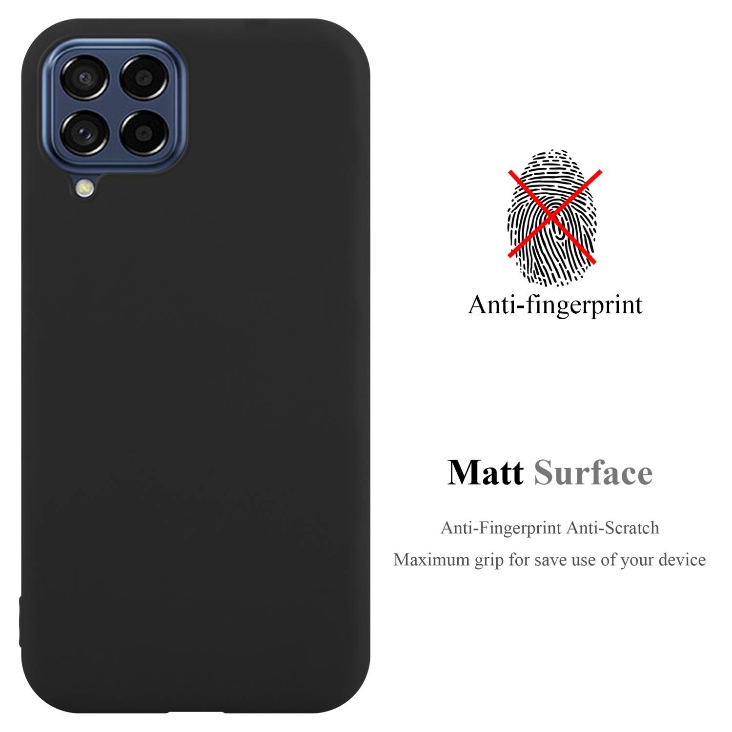 Cadorabo Hülle für Samsung Galaxy M53 5G Schutzhülle in Schwarz Handyhülle TPU Silikon Etui Case Cover