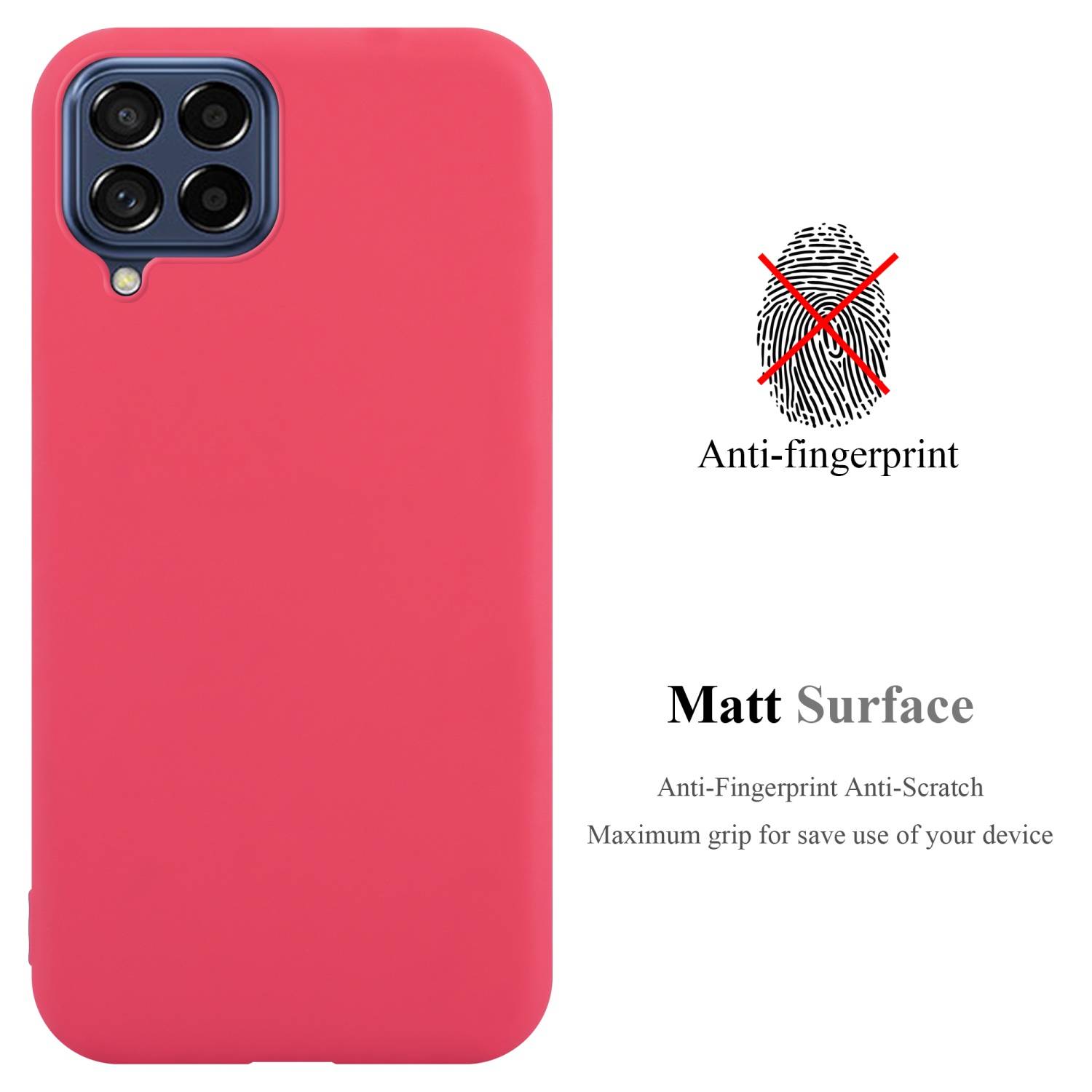 Cadorabo Hülle für Samsung Galaxy M53 5G Schutzhülle in Rot Handyhülle TPU Silikon Etui Case Cover